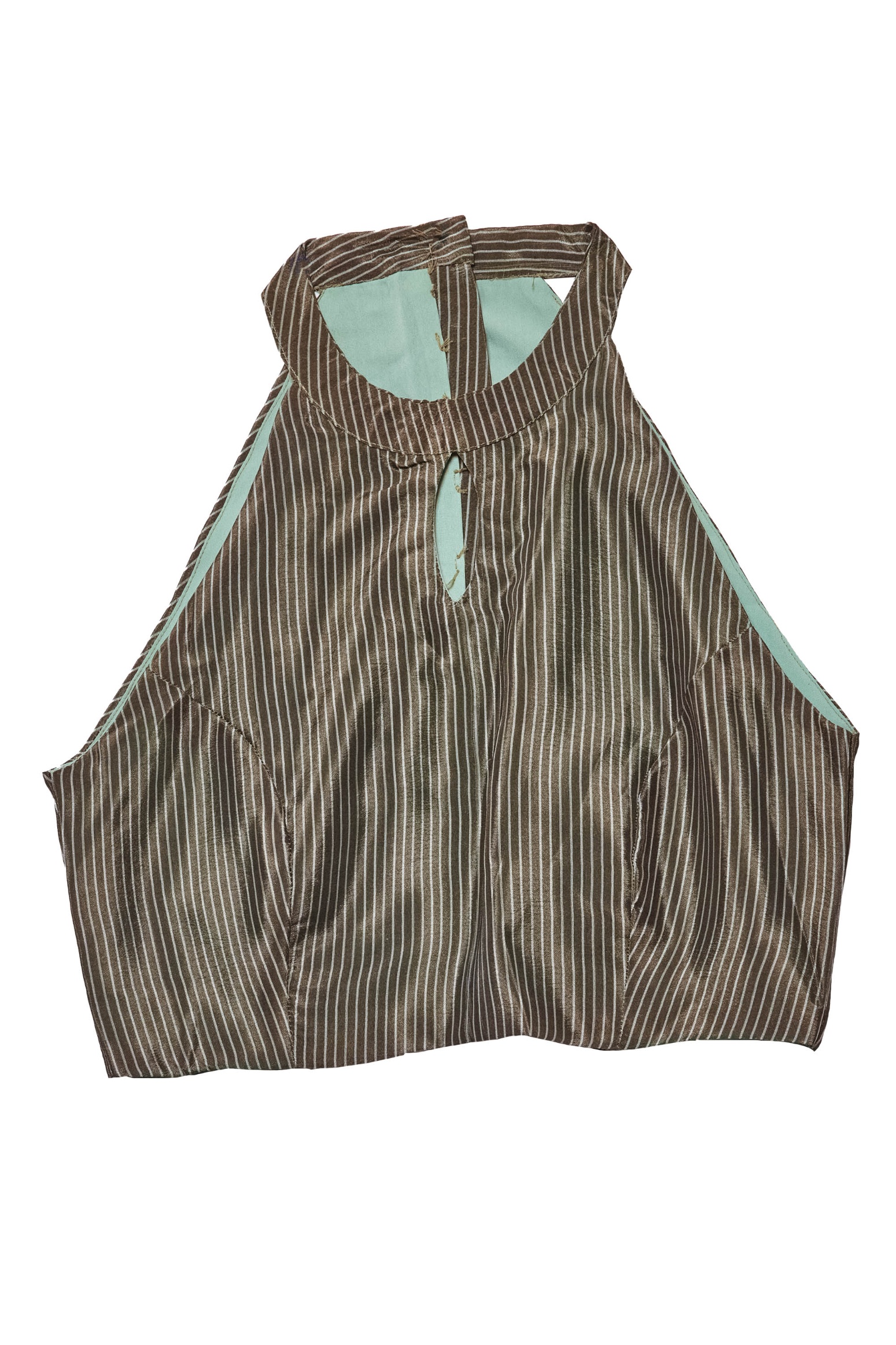 Brown Ikat Printed Satin Ready To Wear Saree