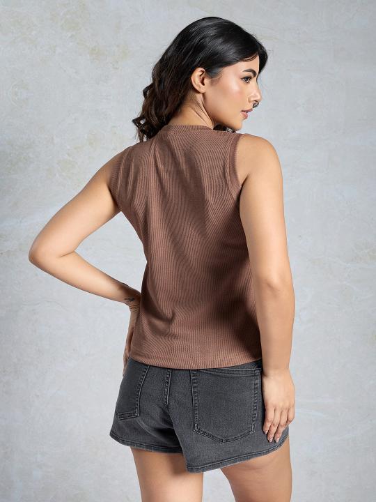 Brown Knitted Women’s Tank Top — alternate view
