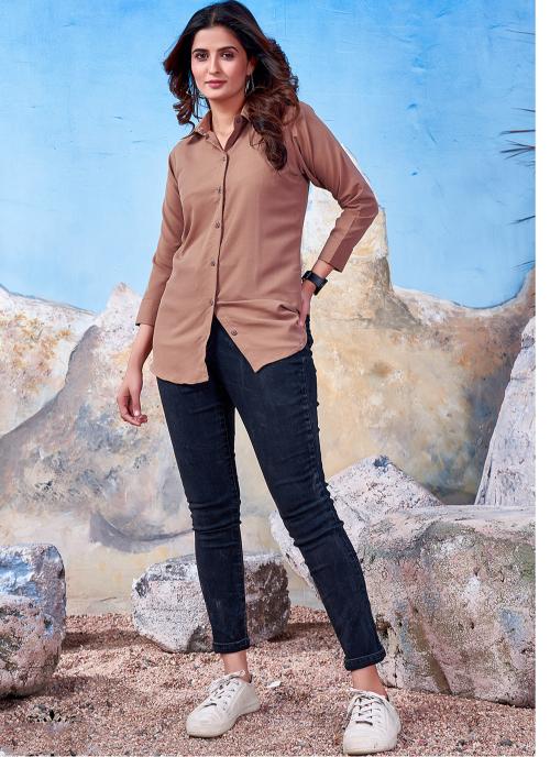 Brown Maaza Cotton Readymade Shirt
