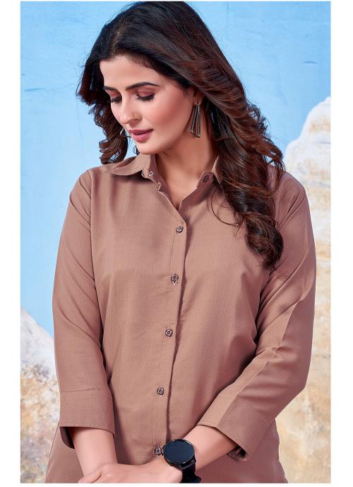 Brown Maaza Cotton Readymade Shirt — alternate view