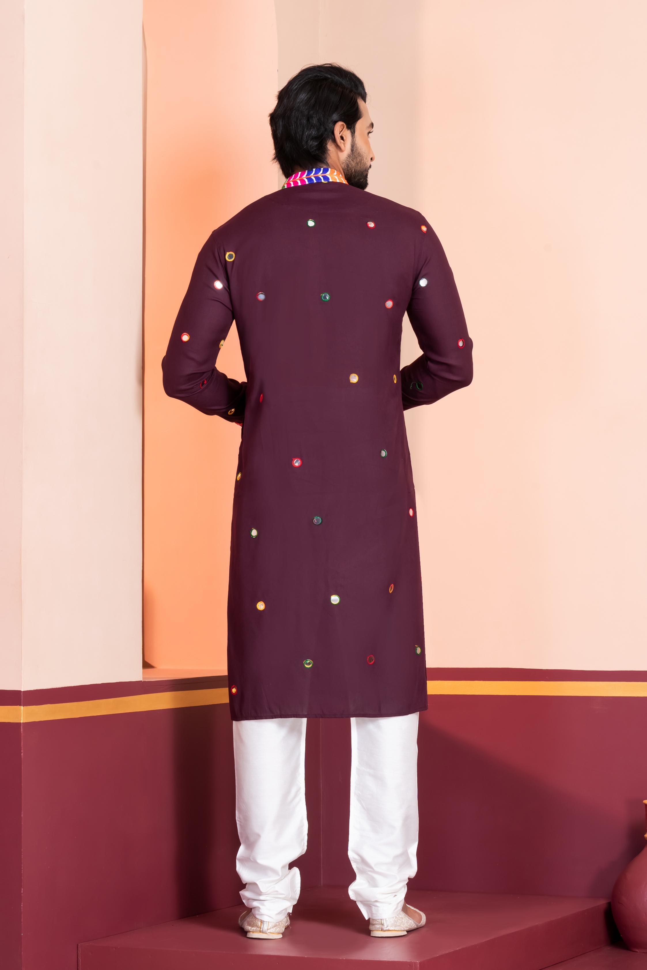 Brown Mirror Rayon Kurta — alternate view