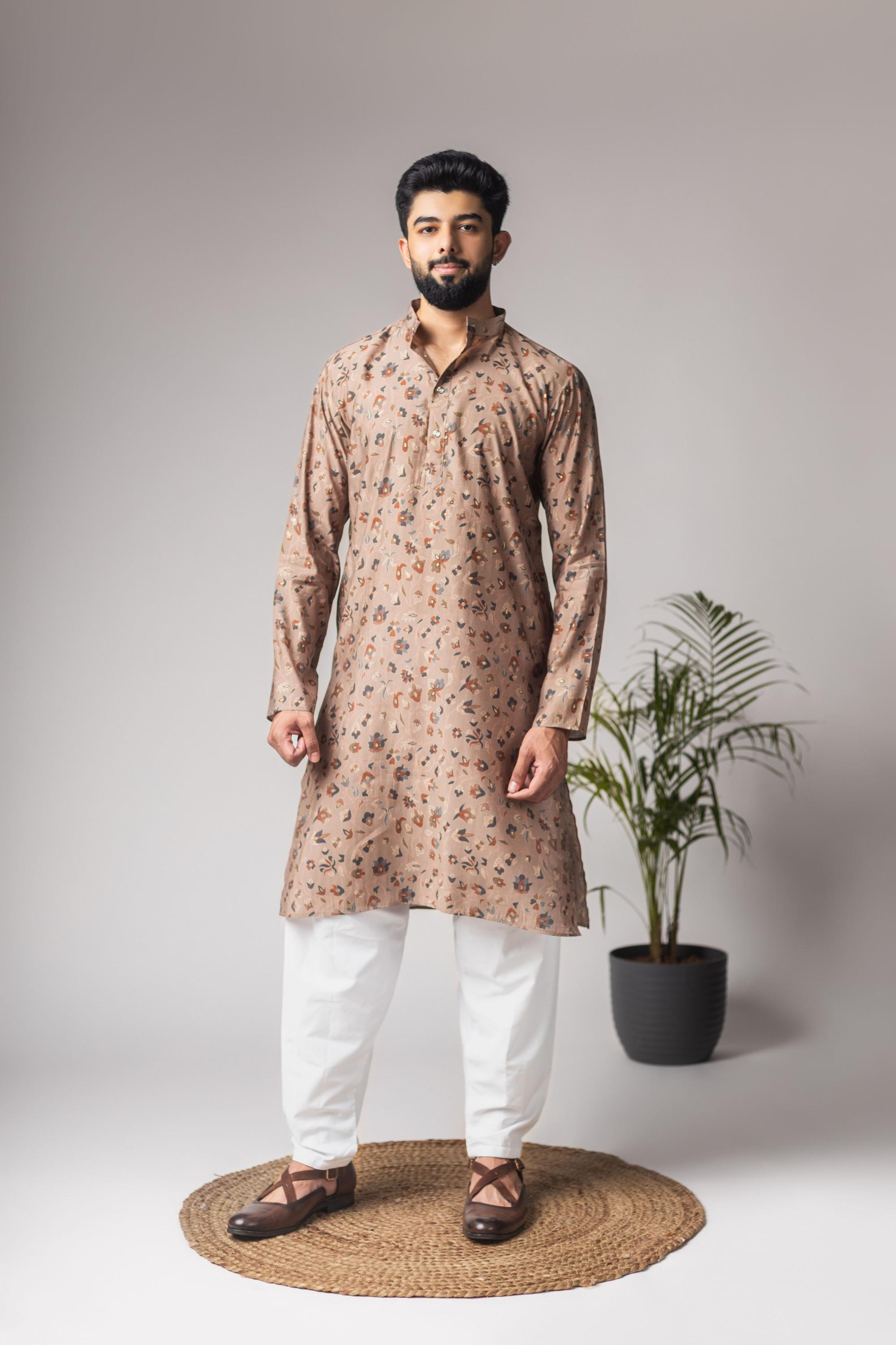 Brown Modal Silk Kurta Payjama