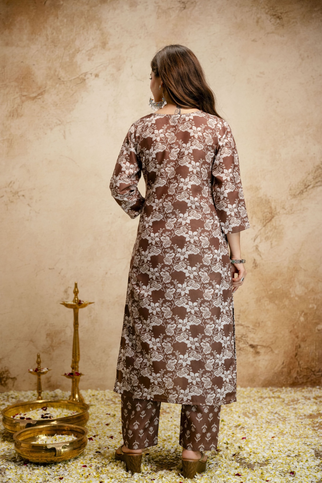 Brown Printed Magic Cotton Salwar Suit — alternate view