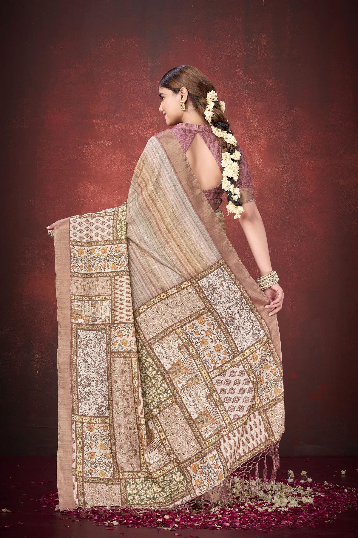 Brown Spun Silk Saree — alternate view