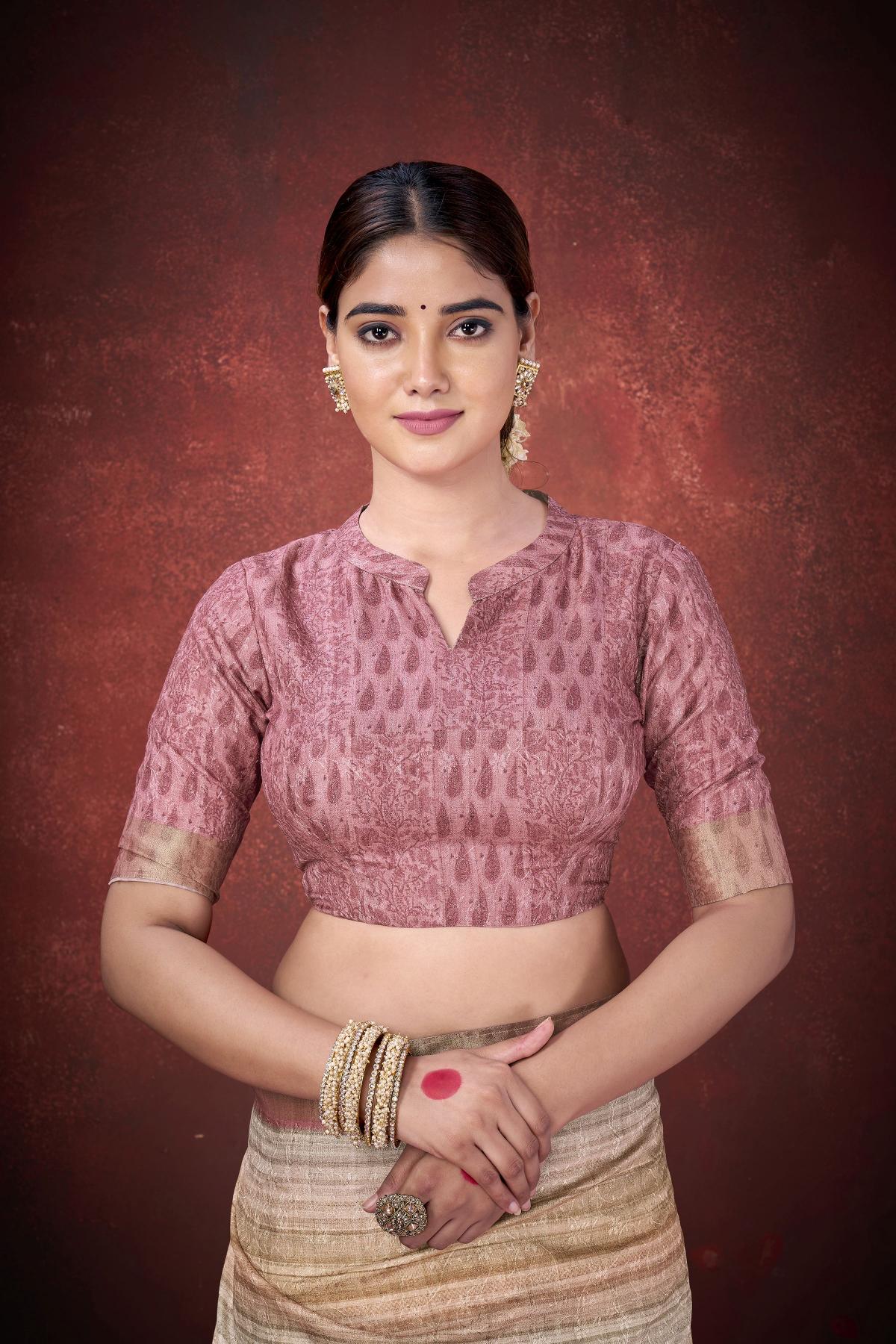 Brown Spun Silk Saree