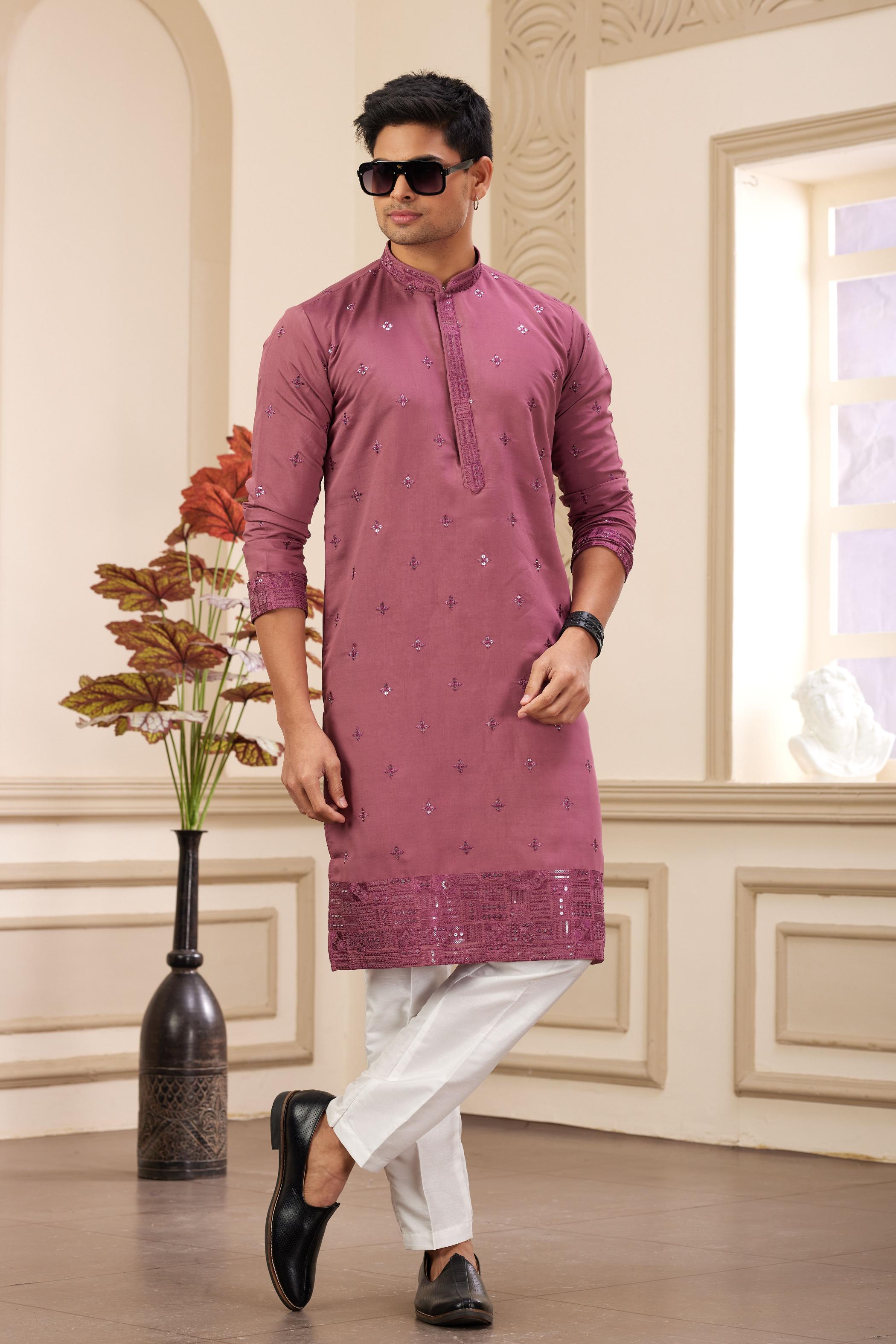Burgundy Art Silk Kurta Payjama