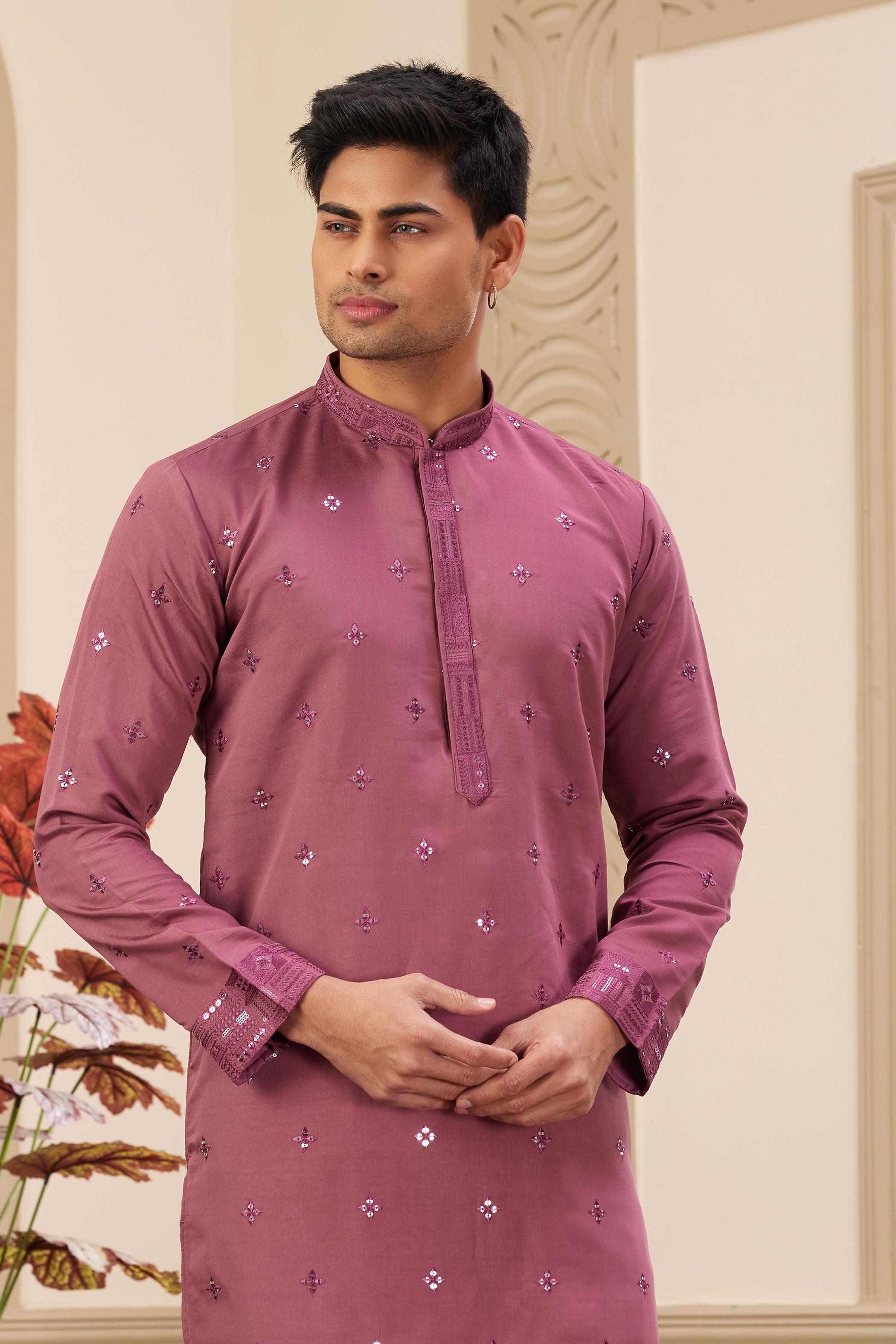 Burgundy Art Silk Kurta Payjama — alternate view