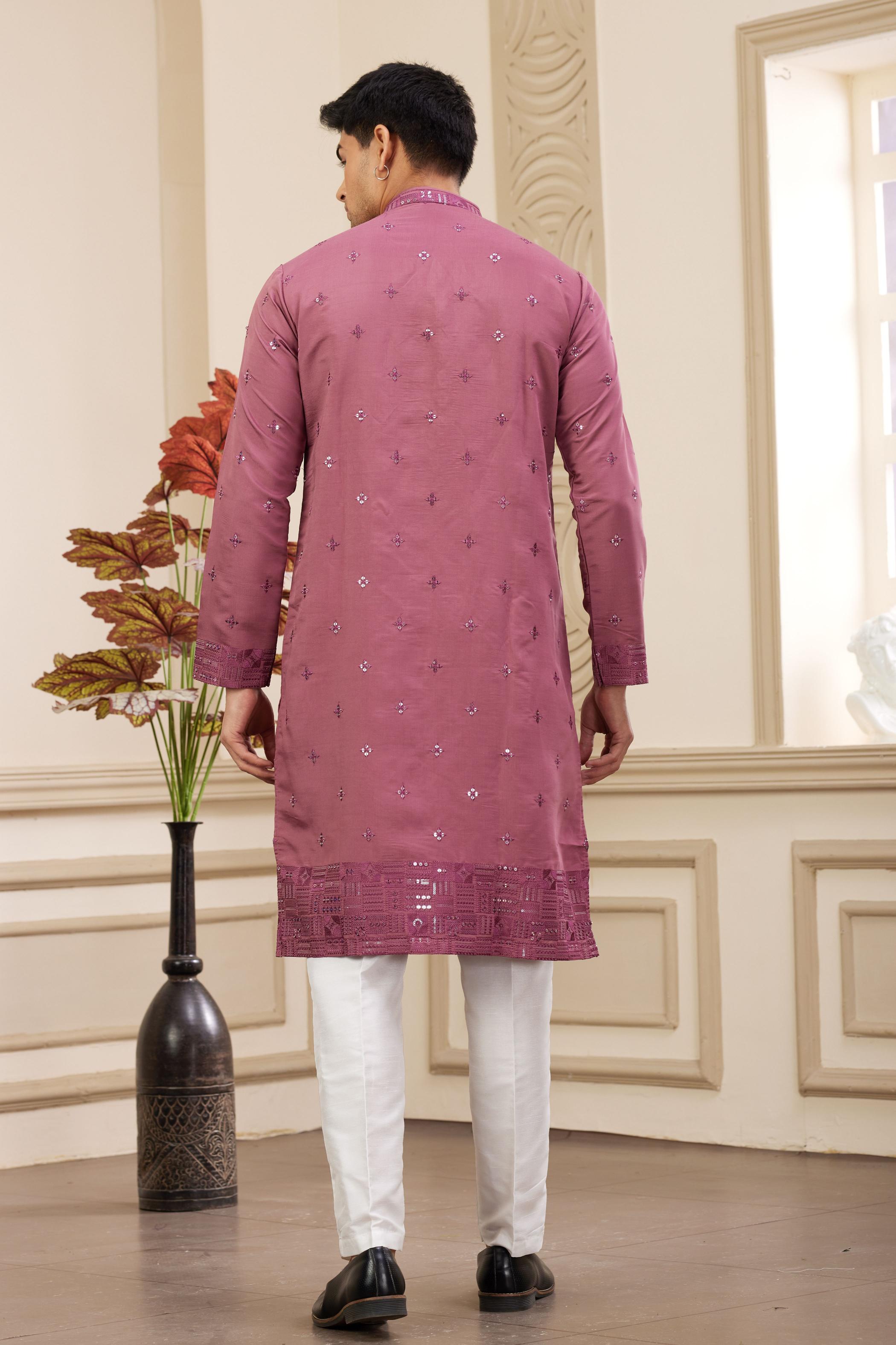 Burgundy Art Silk Kurta Payjama