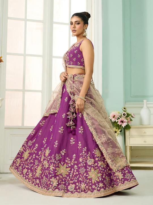 Burgundy Beige Georgette Lehenga Choli