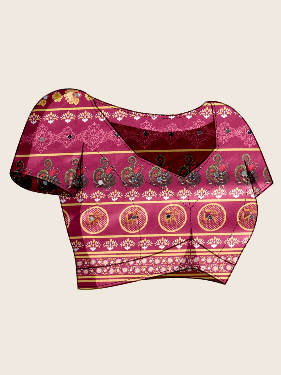 Burgundy Heritage Mirror Work Crepe Silk Saree