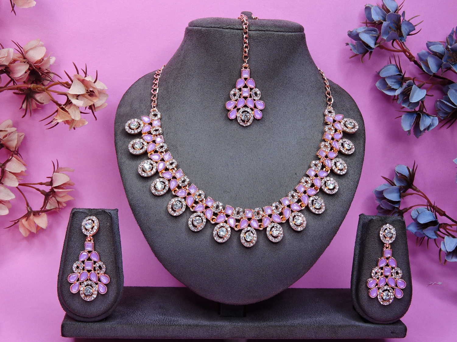 Celestia Purple Crystal Choker Set