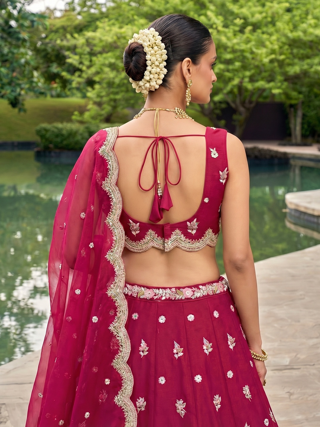 Cherry Floral Embroidered Bridal Lehenga Choli — alternate view