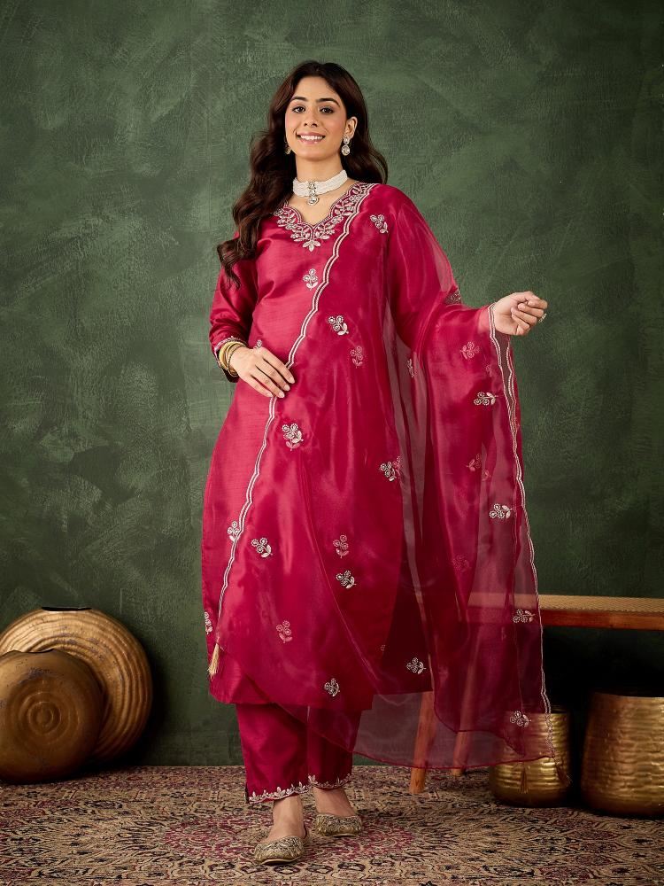 Cherry Silk Blend Salwar Suit