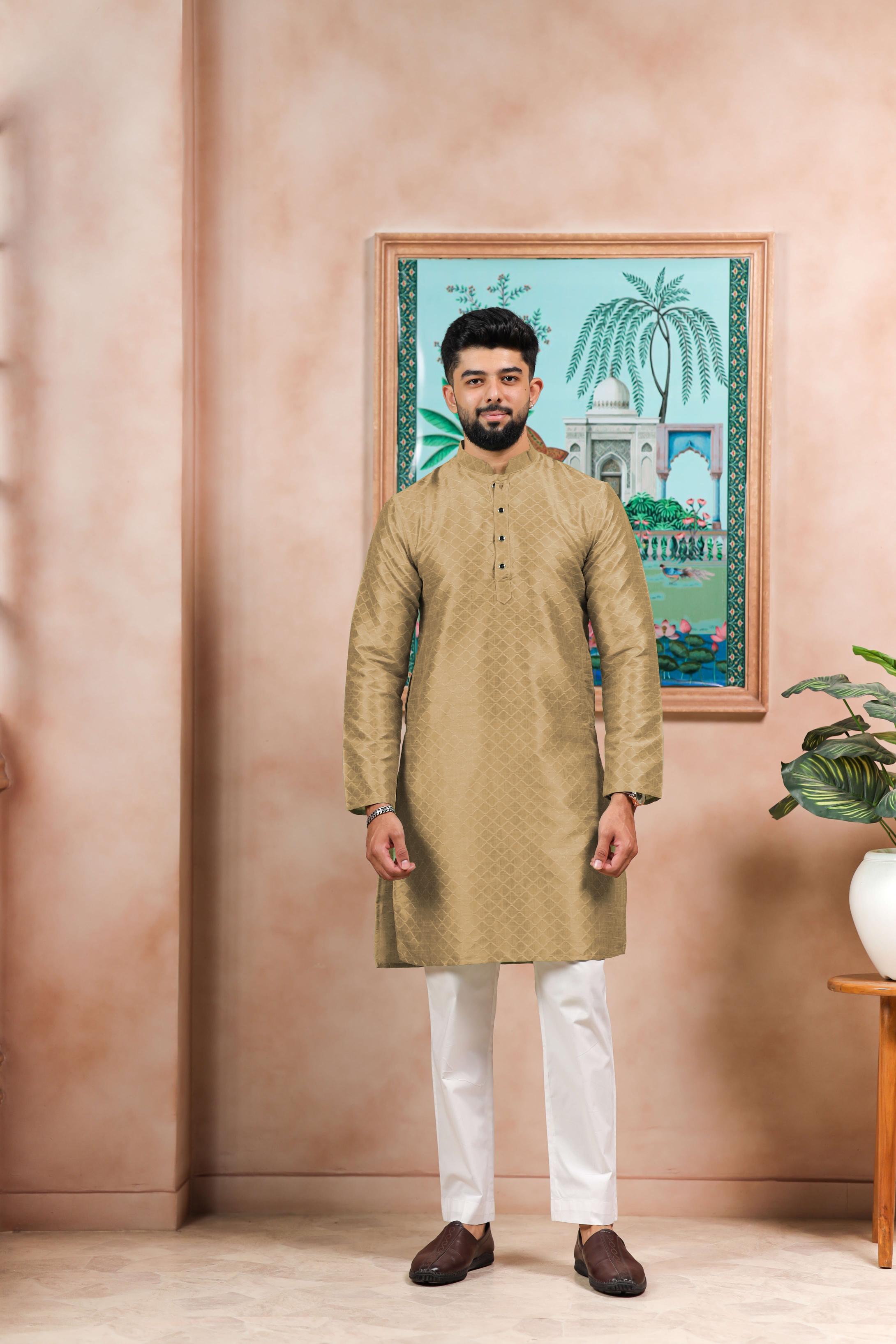 Chikoo Art Silk Kurta Pyjama