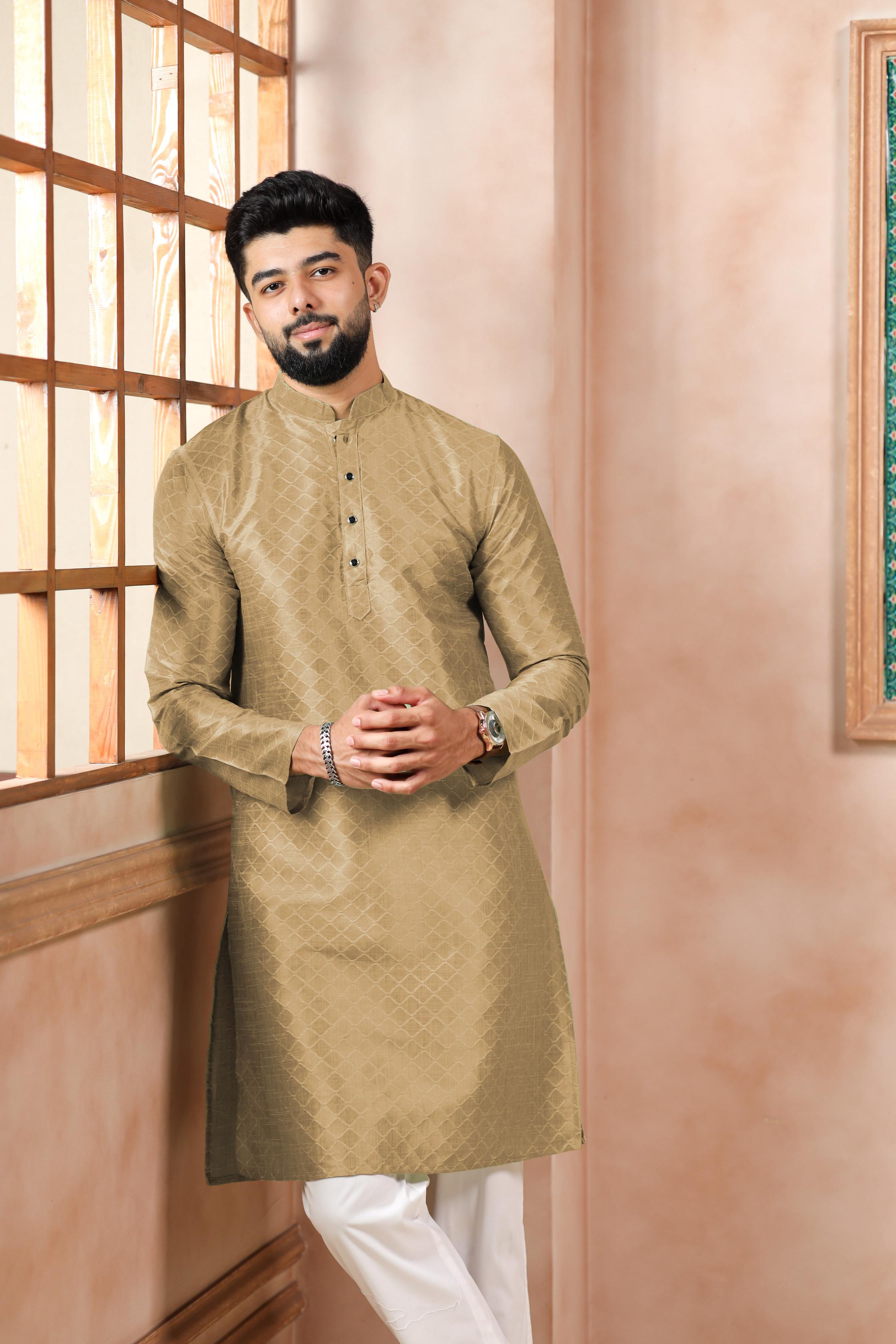 Chikoo Art Silk Kurta Pyjama