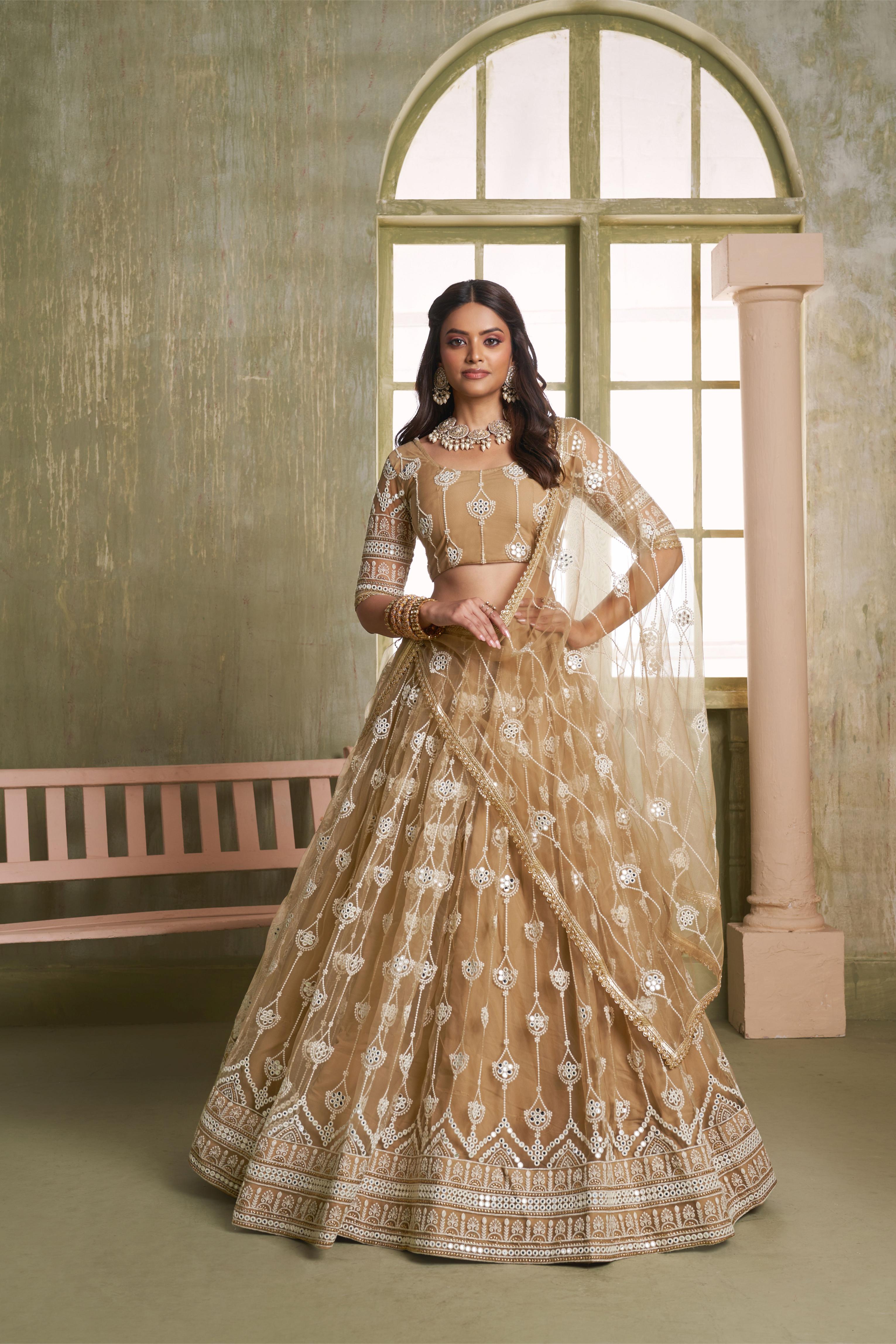 Chiku Butterfly Net Umbrella Lehenga