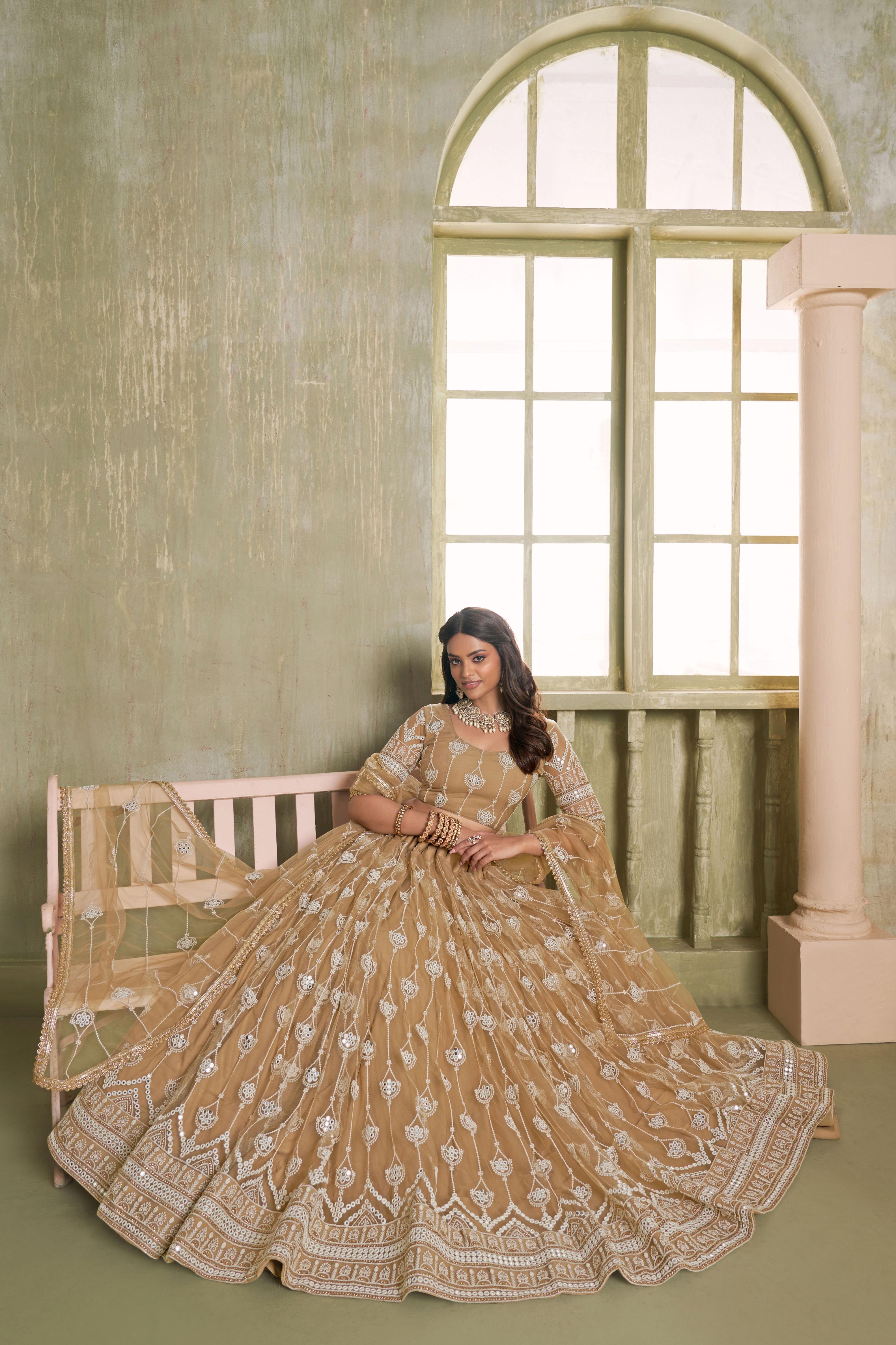 Chiku Butterfly Net Umbrella Lehenga