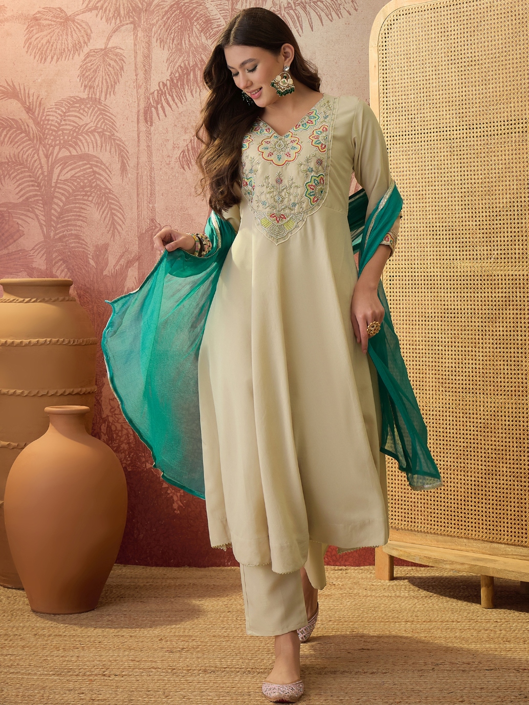 Chiku Floral Thread Rayon Salwar Suit