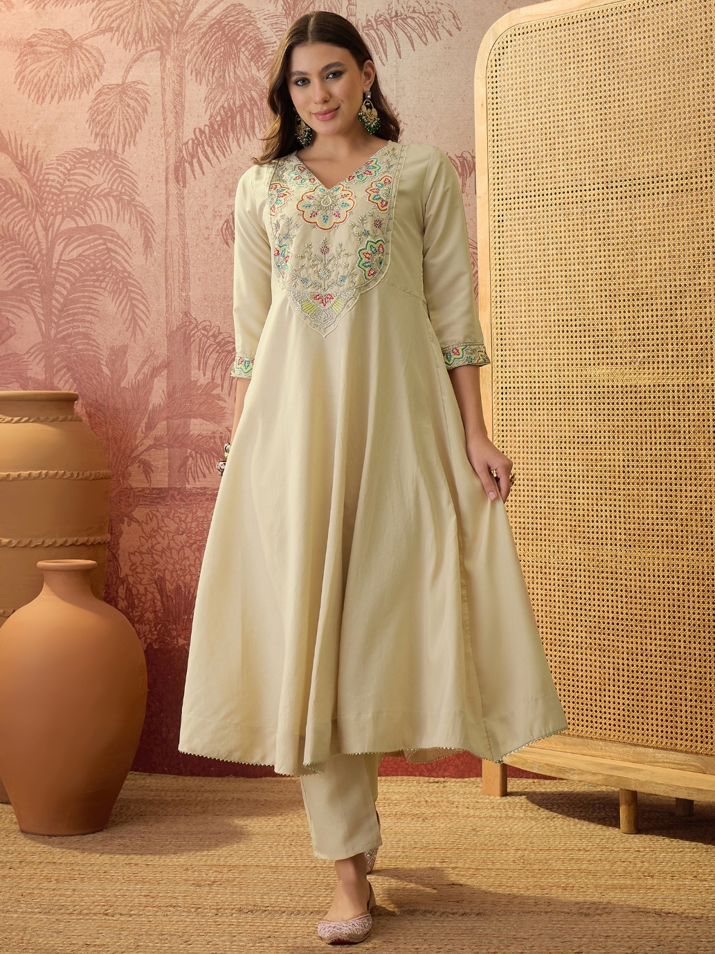 Chiku Floral Thread Rayon Salwar Suit