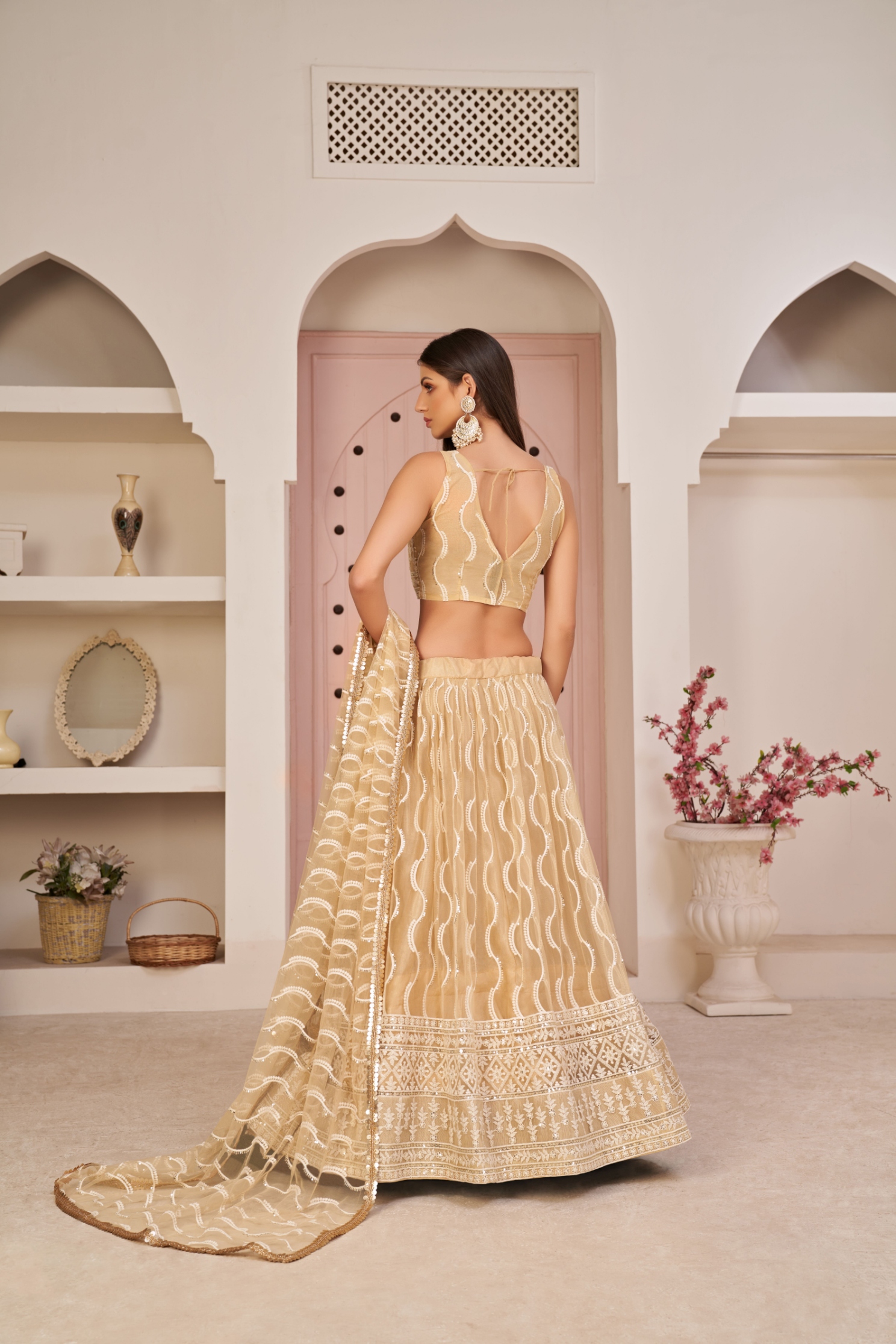 Chiku Geometric Sequins Butterfly Net Flared Lehenga Choli — alternate view