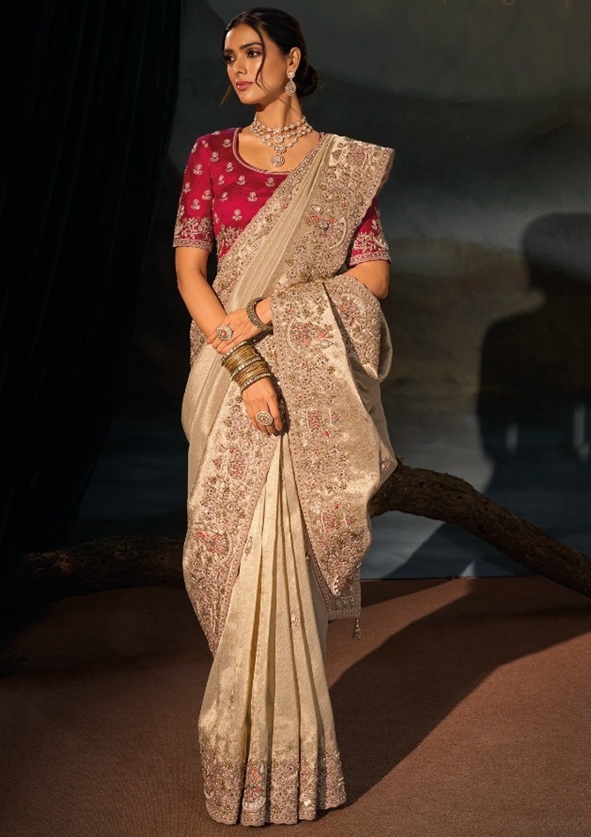 Chiku Paisley Zari Thread Kanjivaram Saree