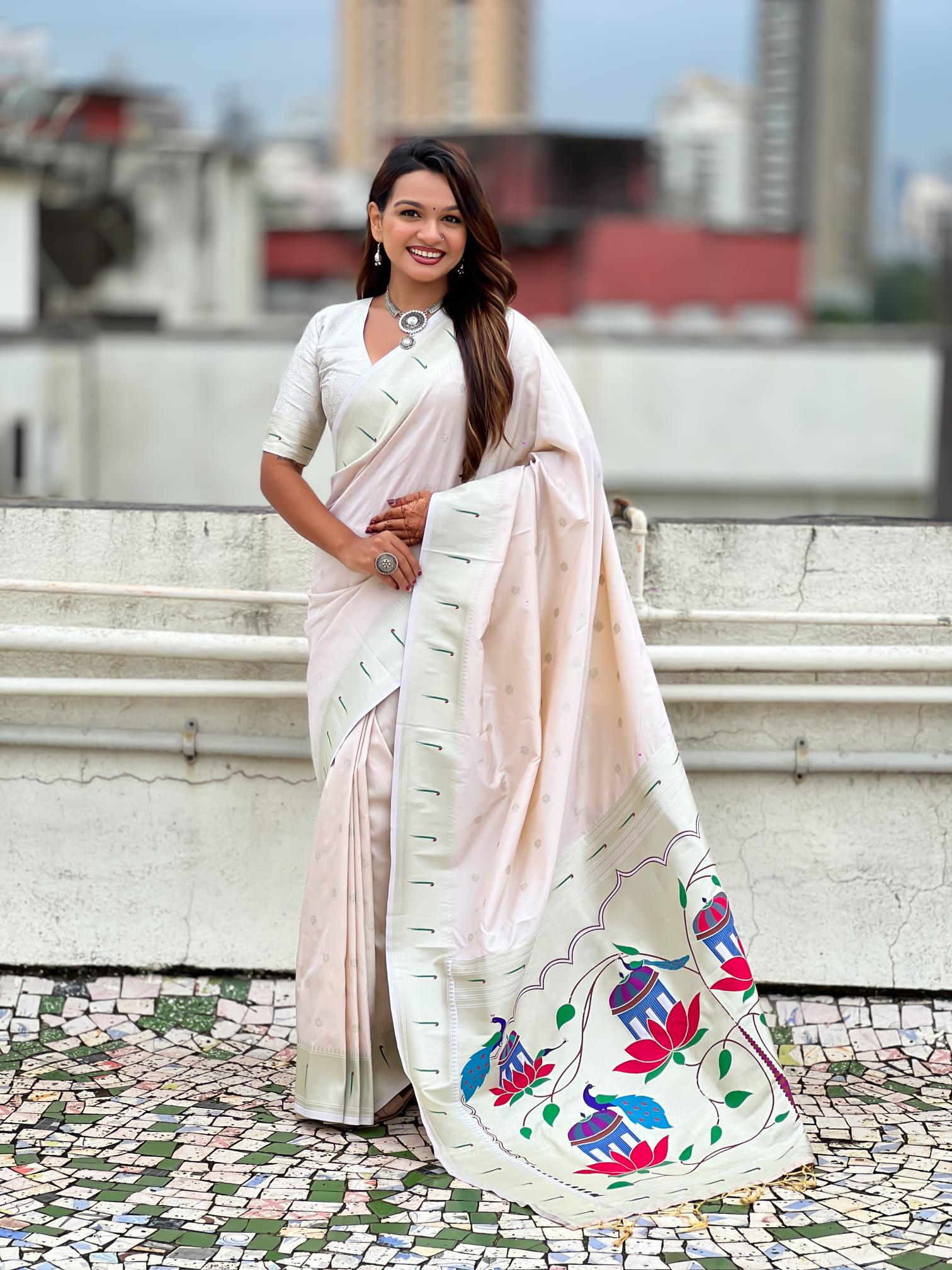 Chiku Paithani Silk Saree