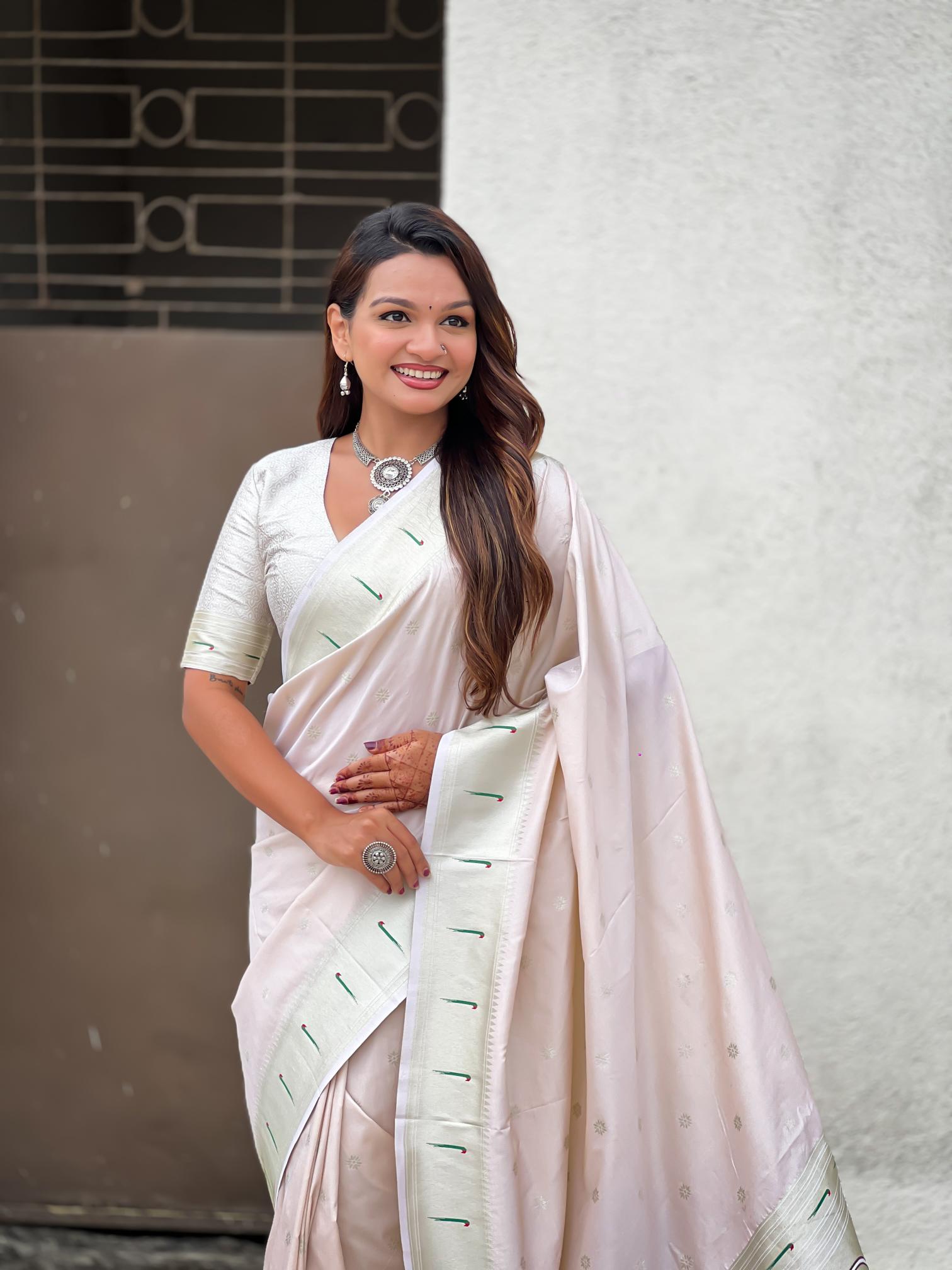 Chiku Paithani Silk Saree