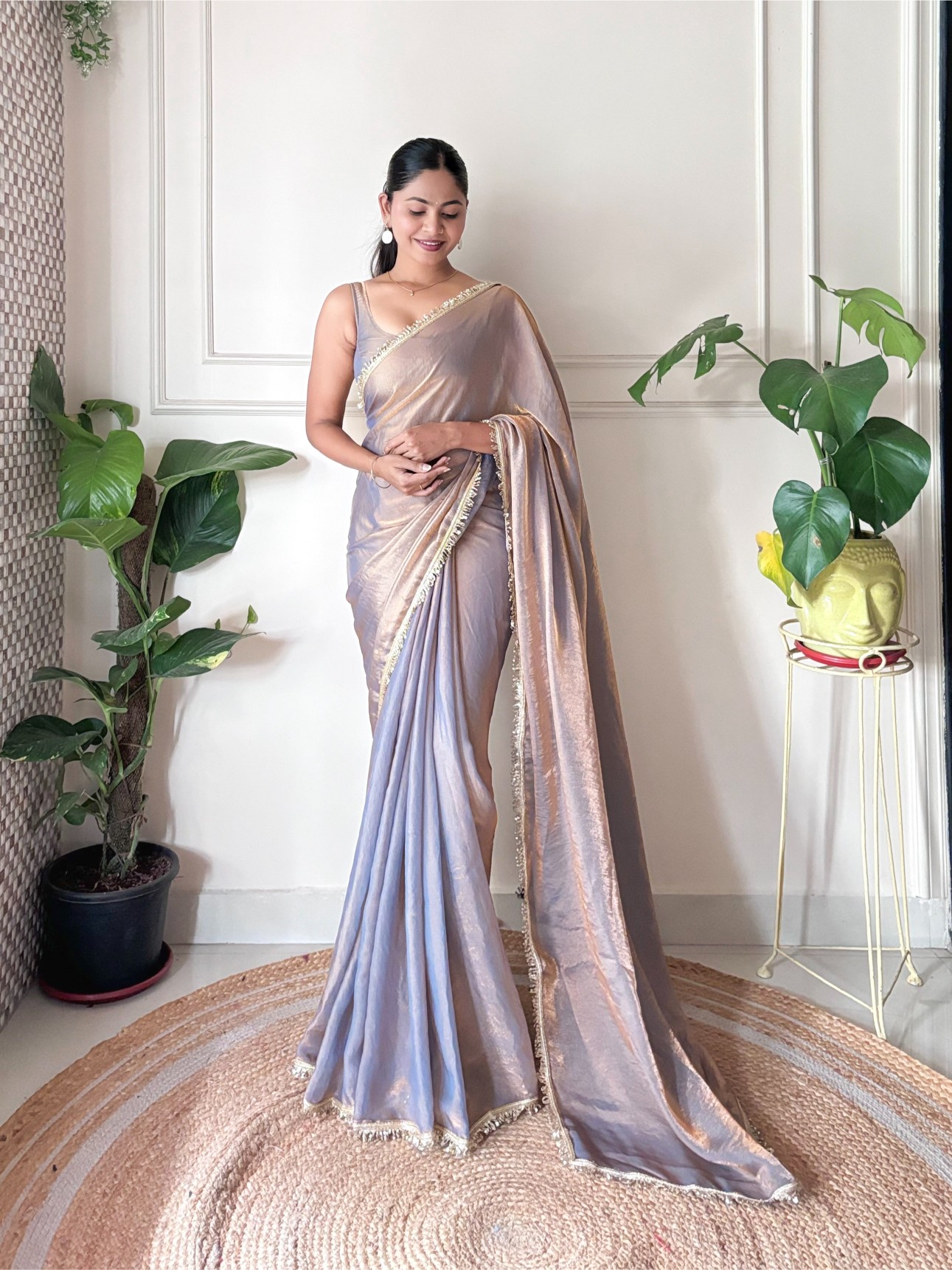 Chiku Sequin Fendy Satin Saree