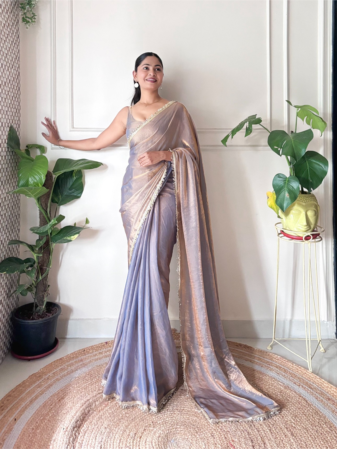 Chiku Sequin Fendy Satin Saree — alternate view