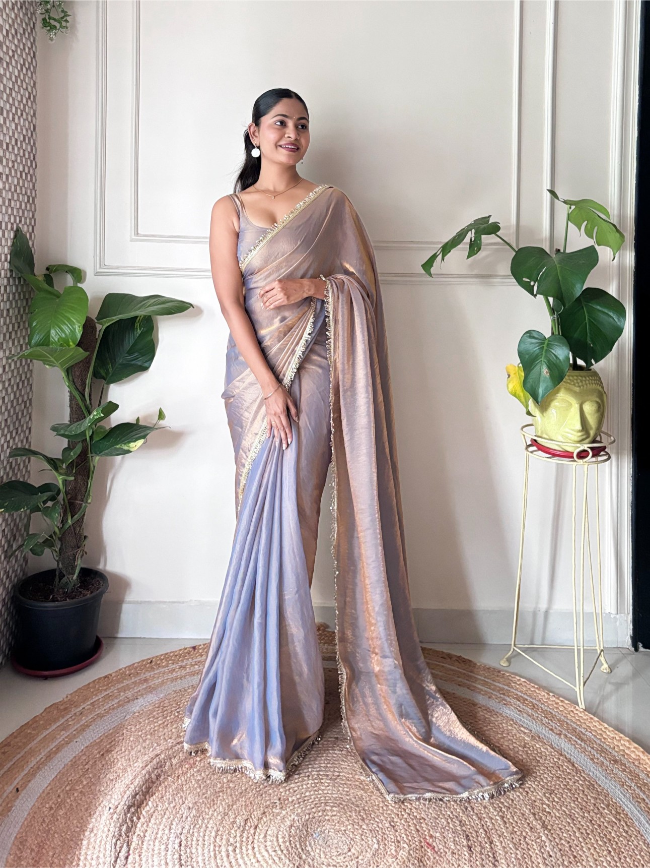 Chiku Sequin Fendy Satin Saree
