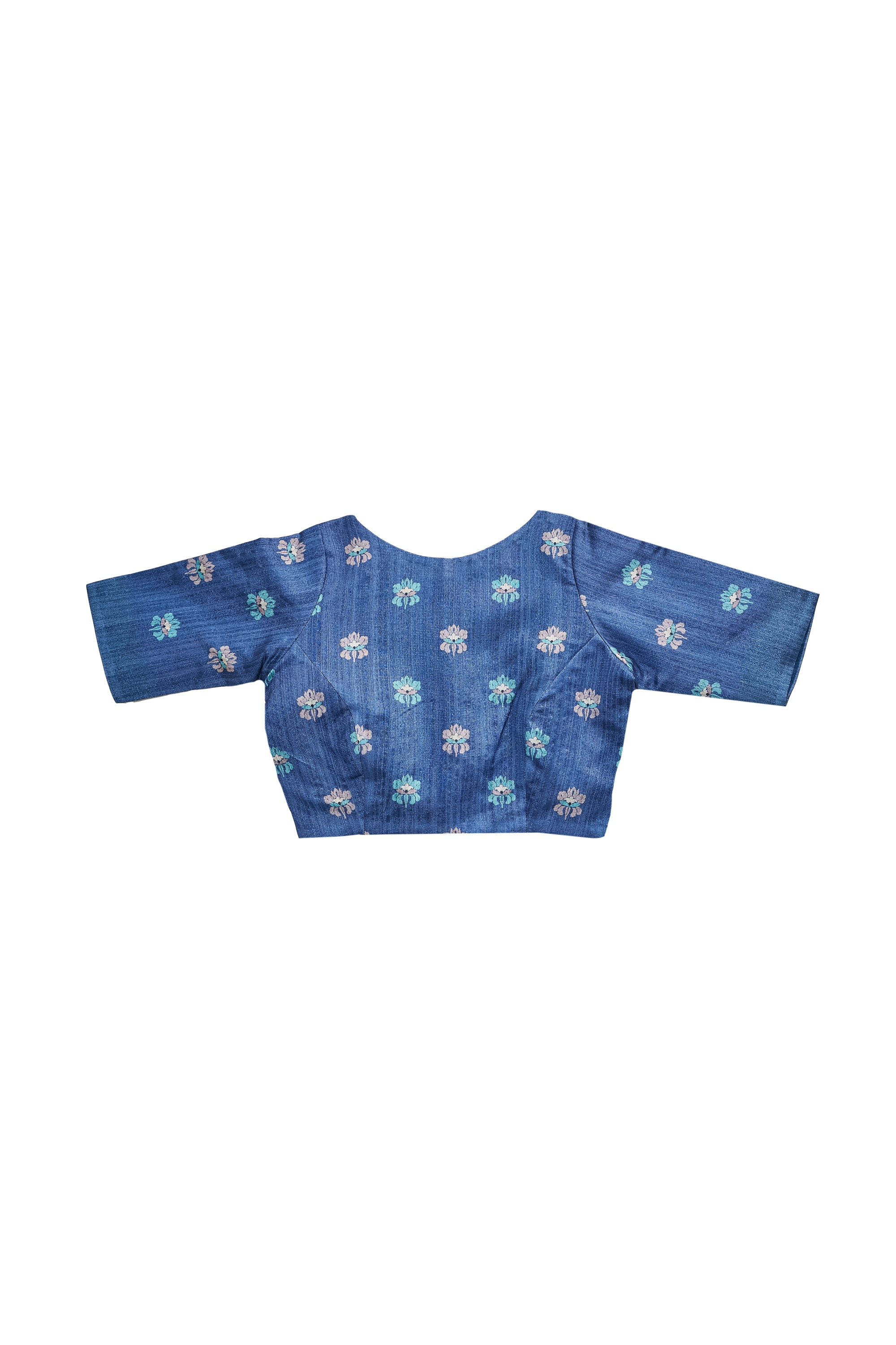 Classic Blue Ethnic Printed Silk Blend Ready To Wear Saree