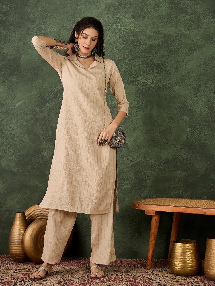 Classic Cream Cotton Silk Blend Kurta Set — alternate view