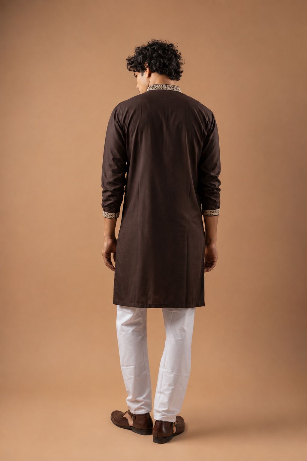 Coffee Heritage Embroidery Viscose Silk Kurta Set — alternate view