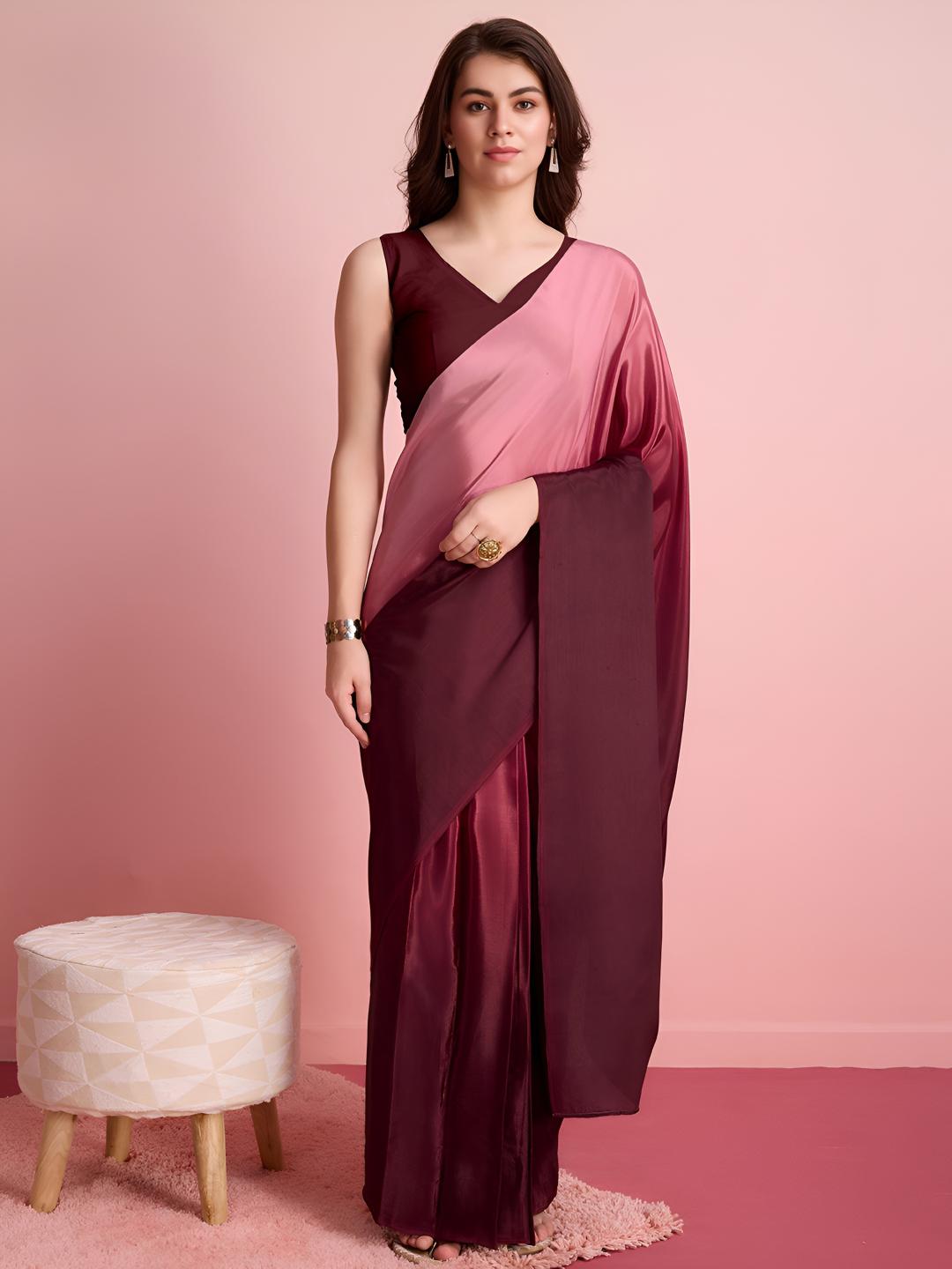 Coffee Ombre Chinon Ready To Wear Saree