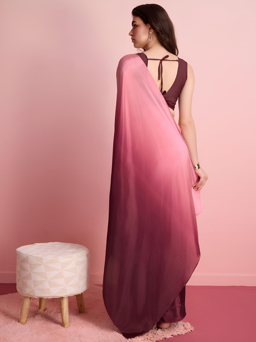 Coffee Ombre Chinon Ready To Wear Saree — alternate view