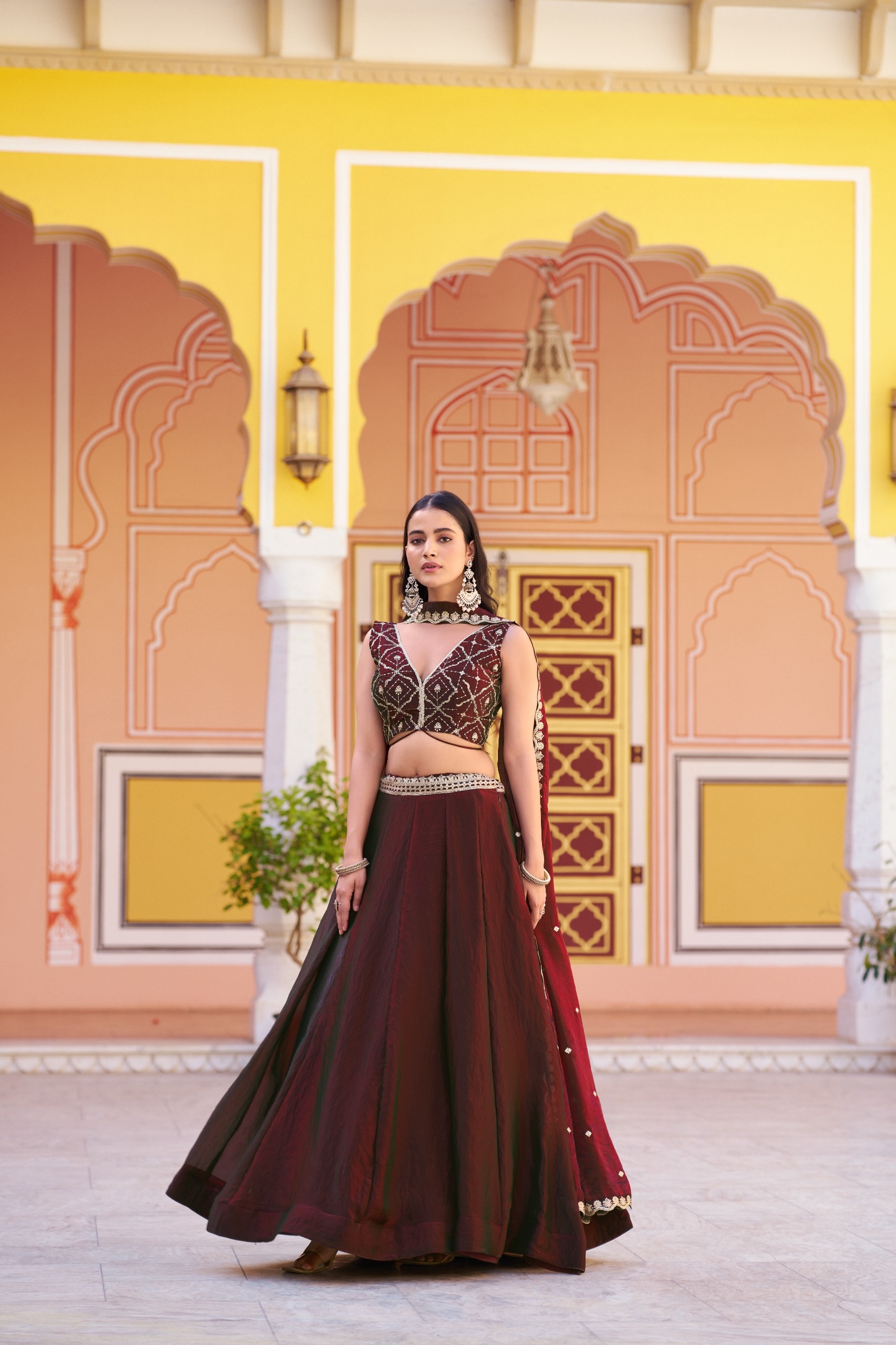 Coffee Sequins Embroidered Fendy Silk Lehenga Choli — alternate view