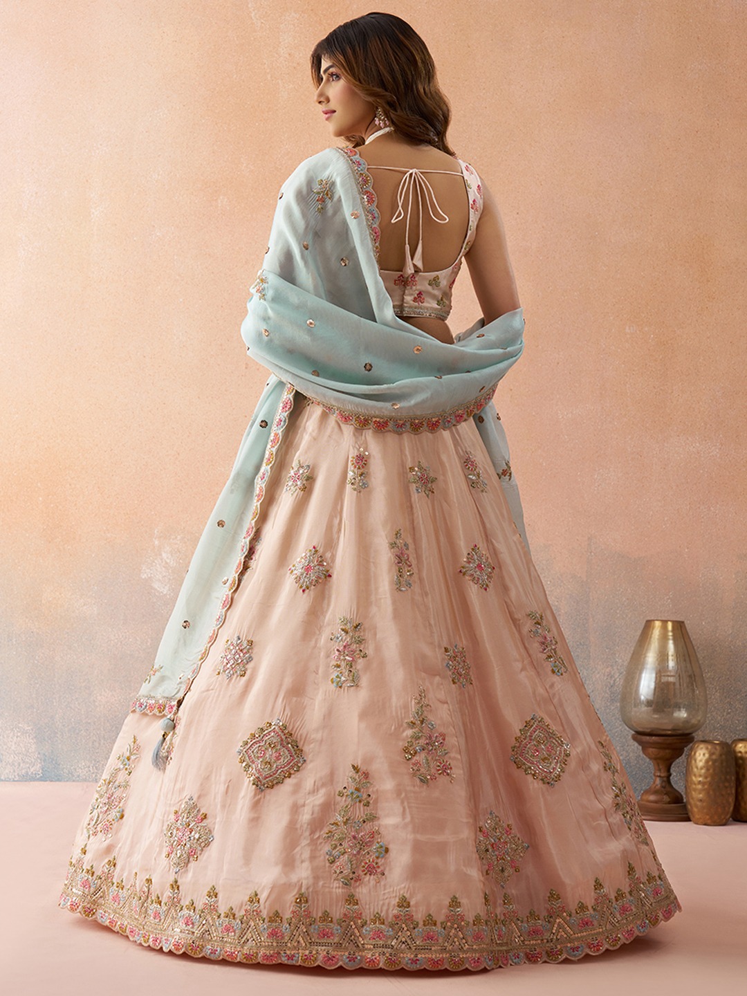 Copper Tissue Designer Sequins Lehenga Choli — alternate view