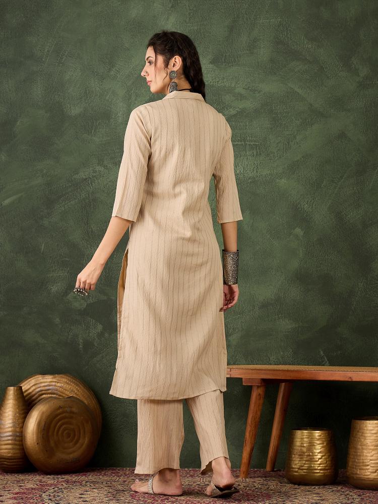 Cream Cotton Silk Blend Kurti Set — alternate view