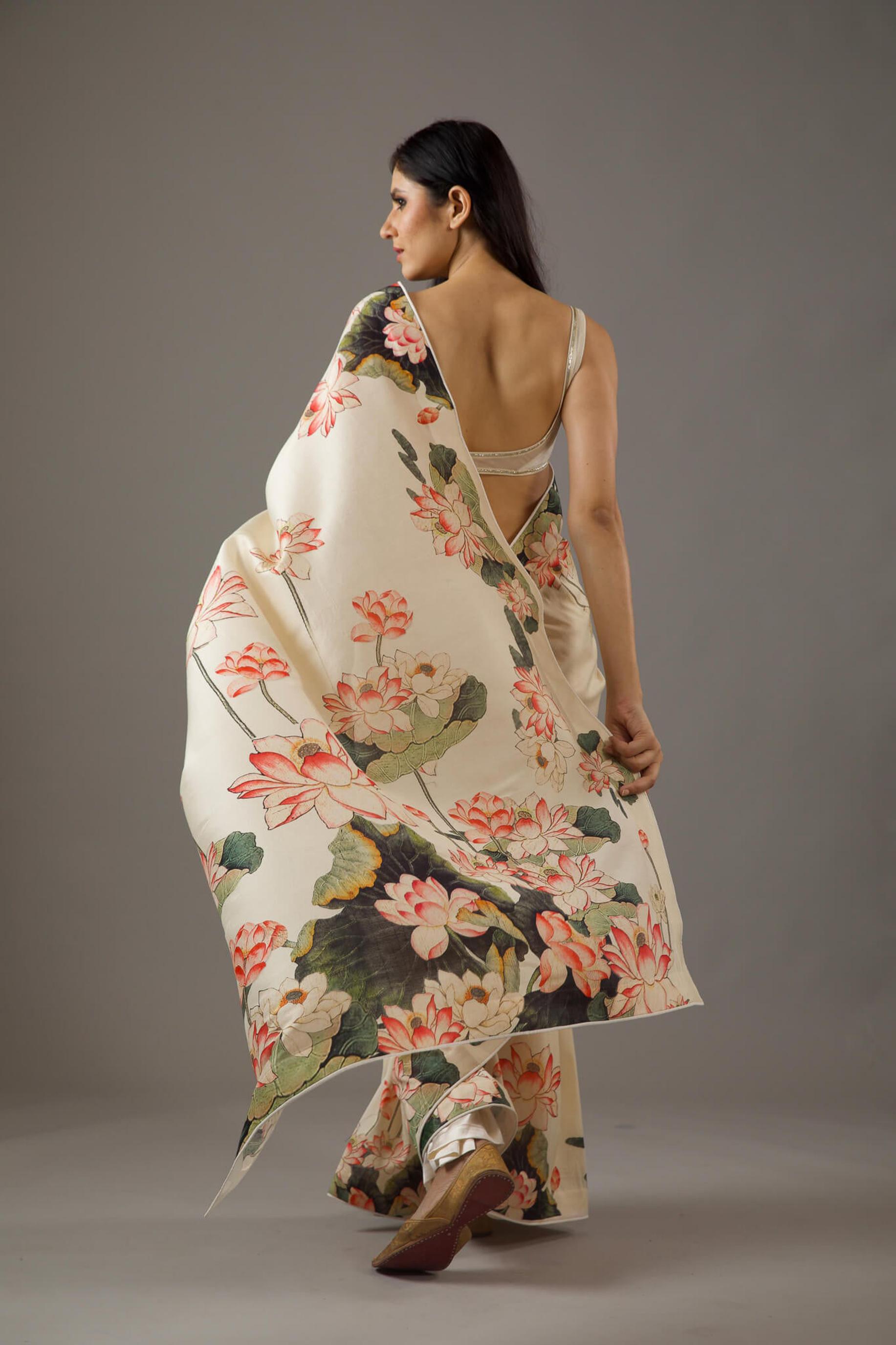 Cream Designer Digital Printed Saree — alternate view