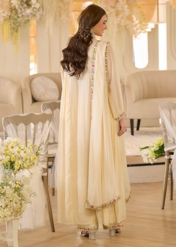 Cream Embroidery Georgette Sharara Suit — alternate view