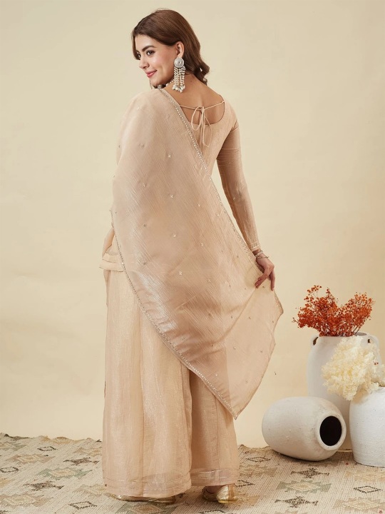 Cream Festive Threadwork Sharara Suit — alternate view