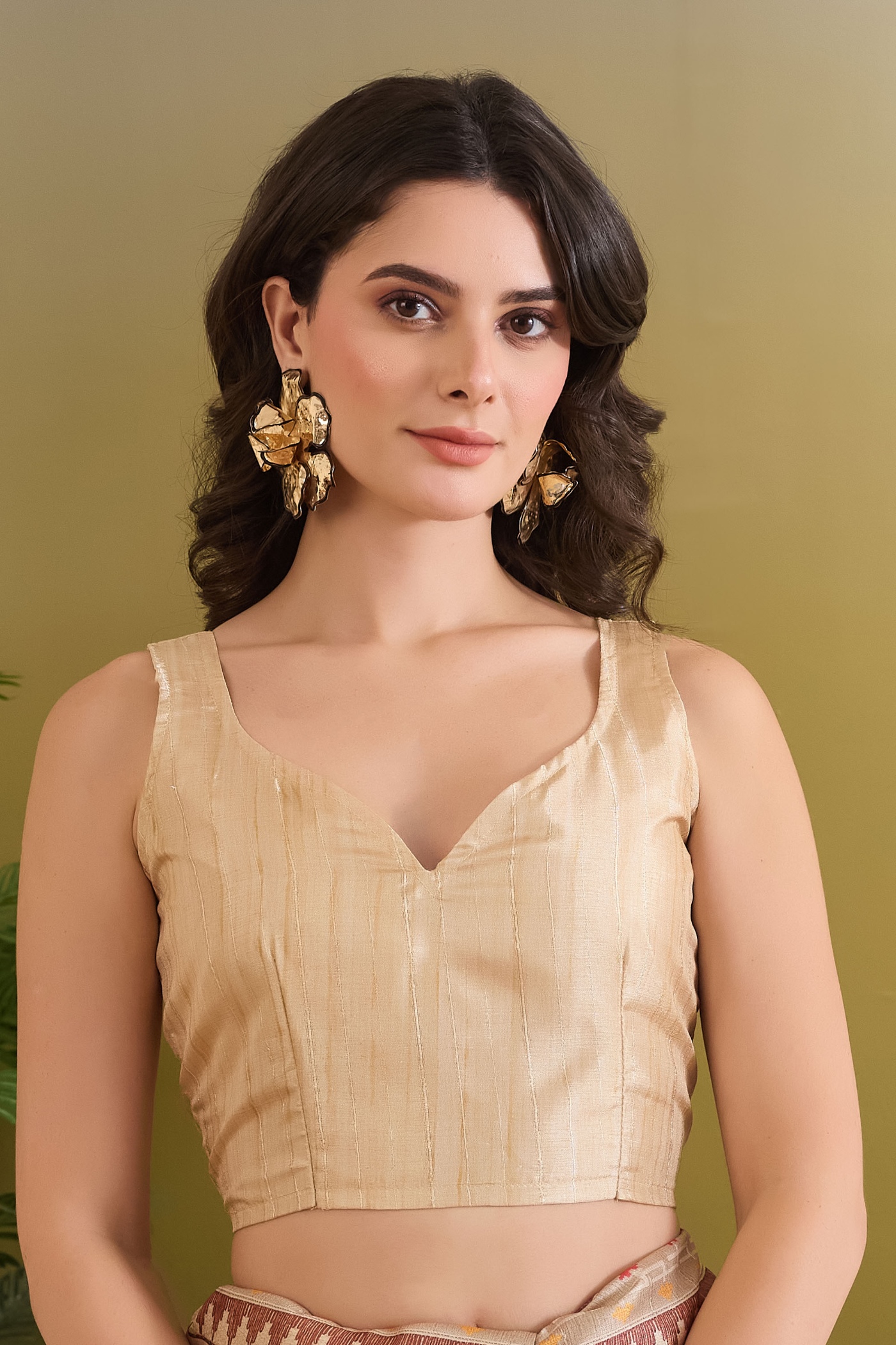 Cream Floral Designer Printed Silk Blend Ready To Wear Saree