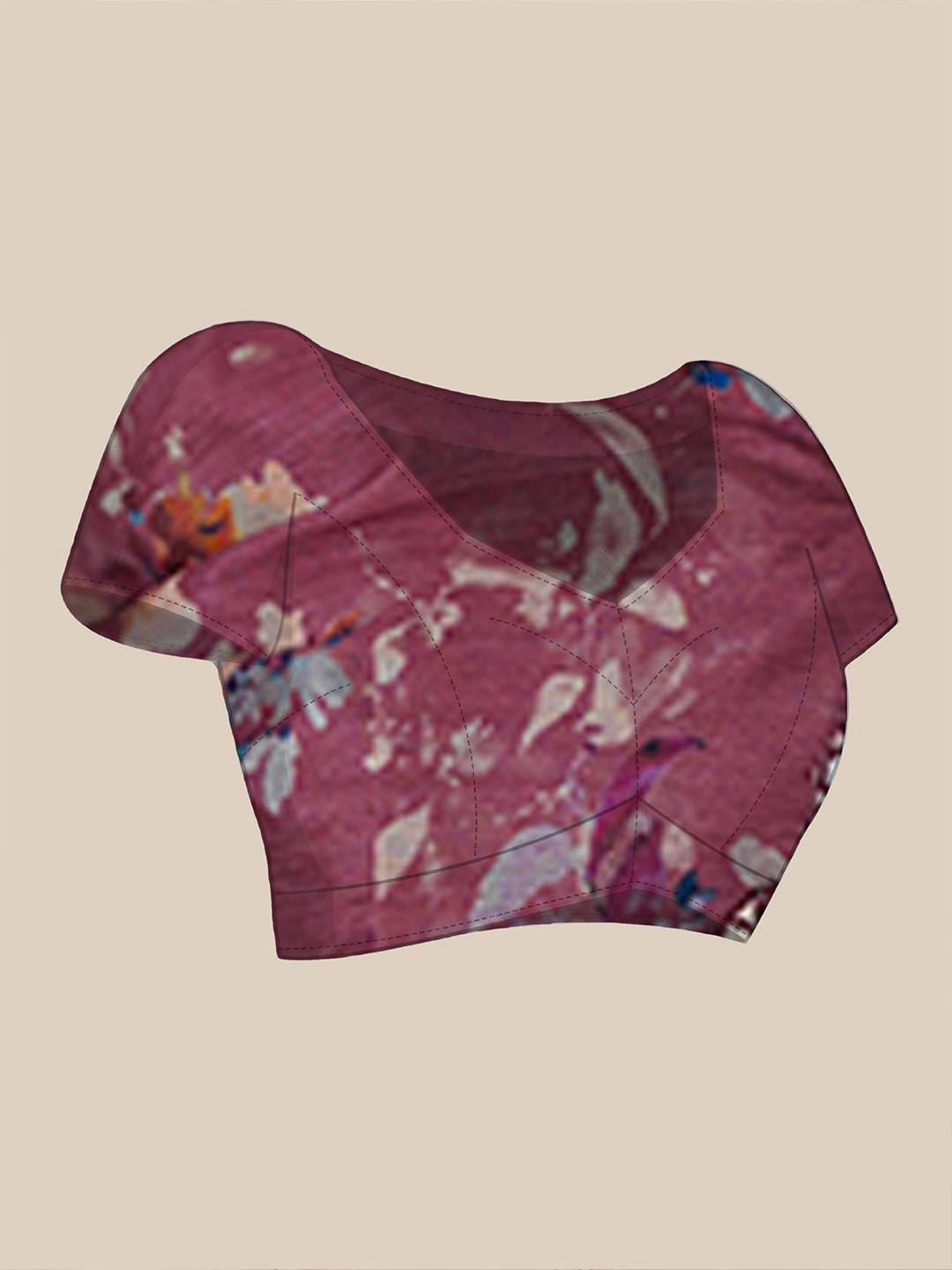 Cream Floral Digital Print Georgette Saree