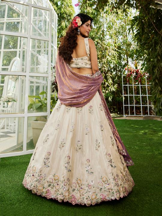 Cream N Purple Designer Lehenga — alternate view