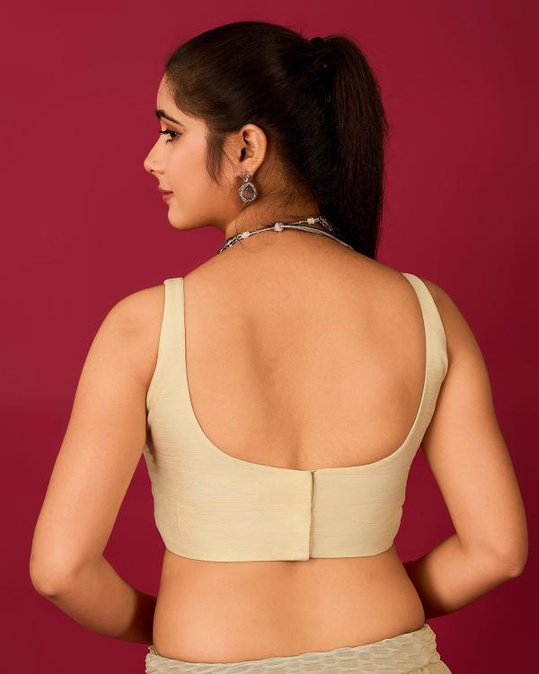 Cream Satin Readymade Blouse — alternate view