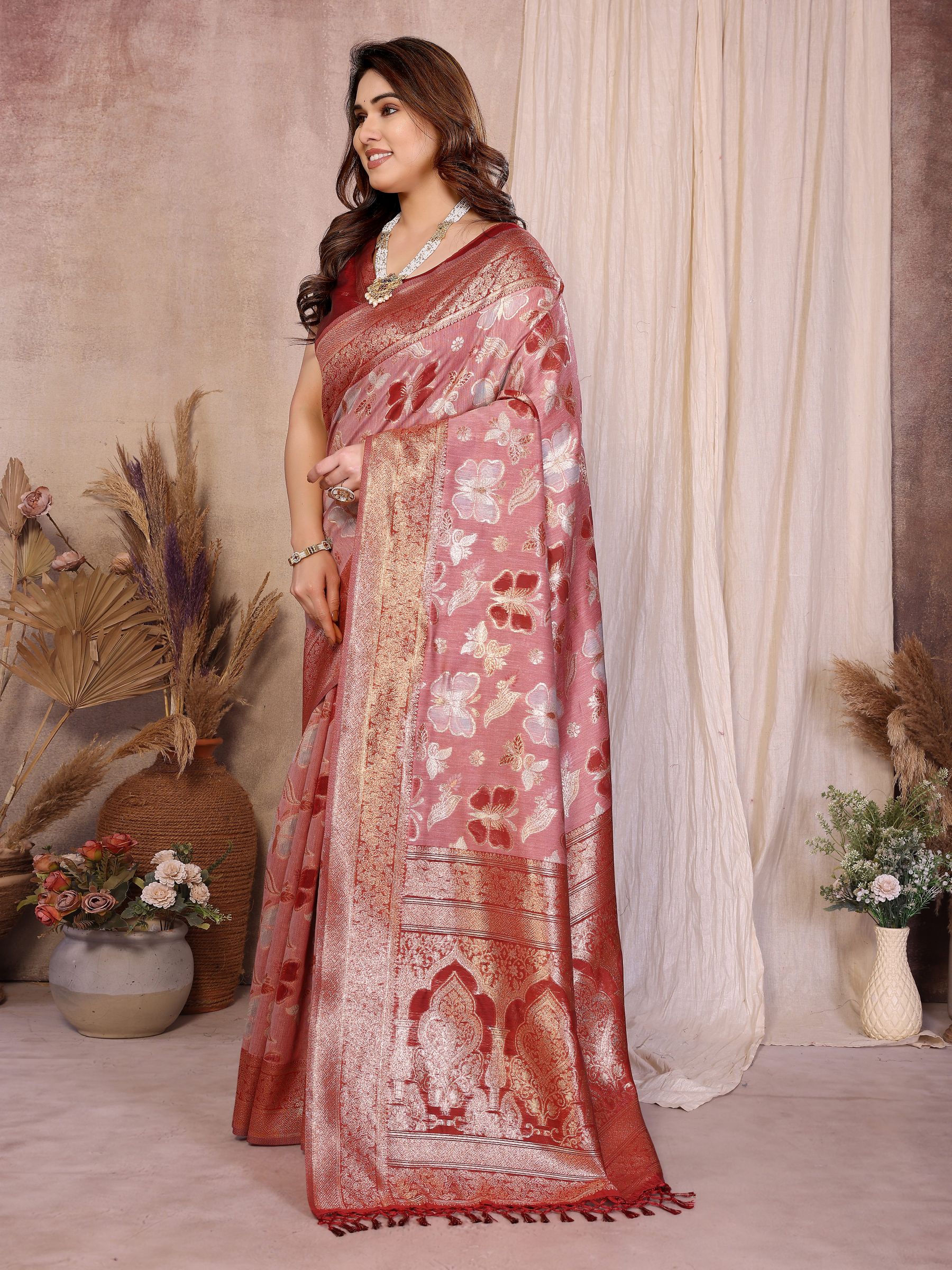 Crimson Classic Jacquard Zari Cotton Saree