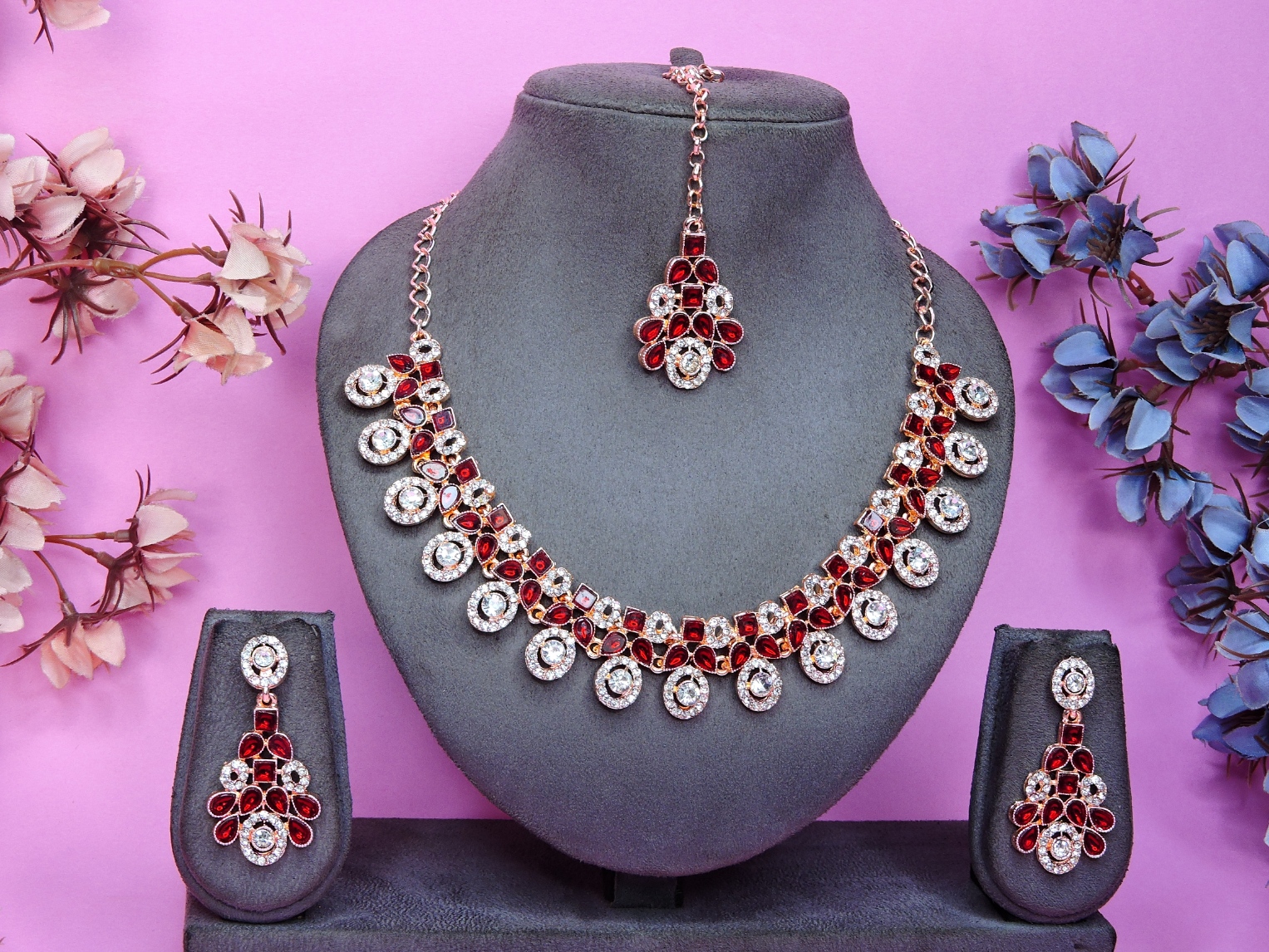 Crimson Royale Maroon Necklace Set