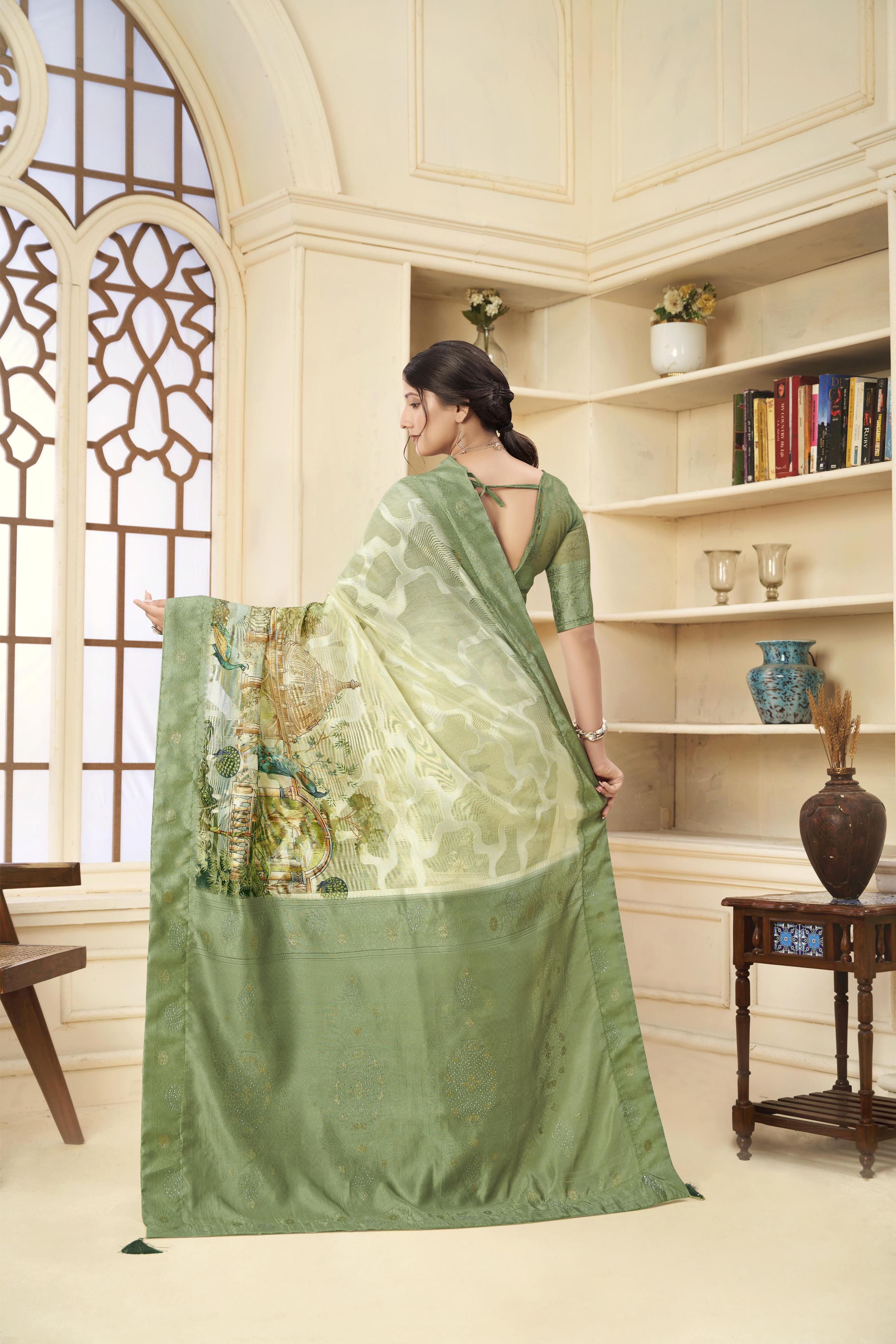 Dark Green Rich Silk Saree — alternate view