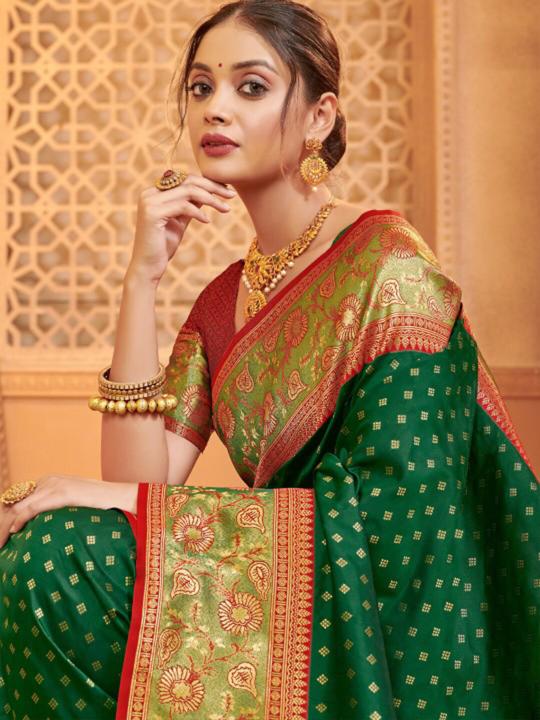 Dark Green Silk Blend Saree — alternate view