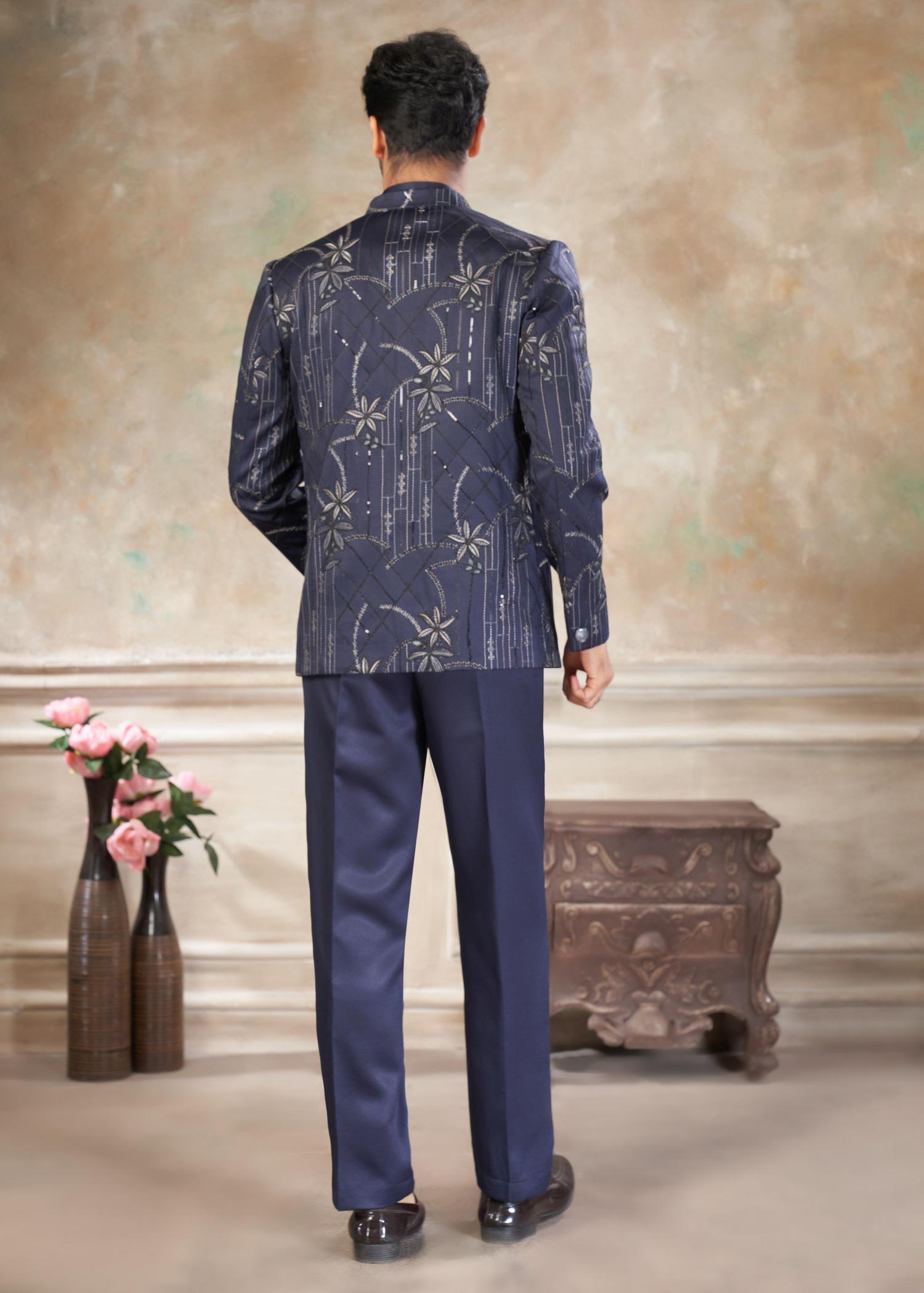 Dark Grey Indo-Western Sherwani suit — alternate view